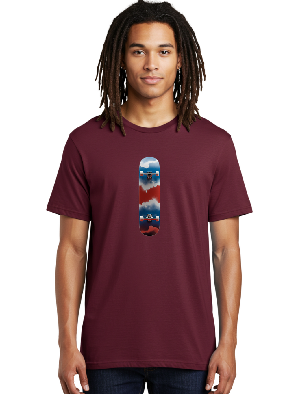Skateboard-Flying-With-Clouds Men'S Graphic Tee, 100% Cotton, Comfortable Casual Summer Wear, Machine Washable, Vintage Camera, Old Camera, Antique Camera, Black Camera, Classic Photography, Photography Equipment, Nostalgic Device, Ban473