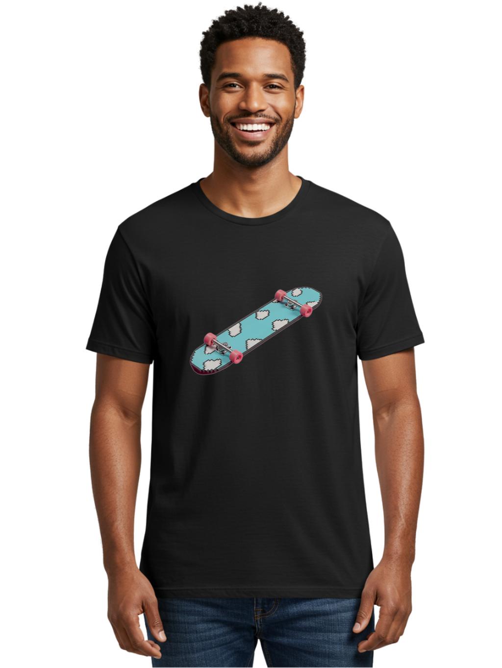 Skateboard-With-Clouds Men'S Graphic Tee, 100% Cotton, Comfortable Casual Summer Wear, Machine Washable, Vintage Camera, Old Camera, Antique Camera, Black Camera, Classic Photography, Photography Equipment, Nostalgic Device, Film Camera, Ban474