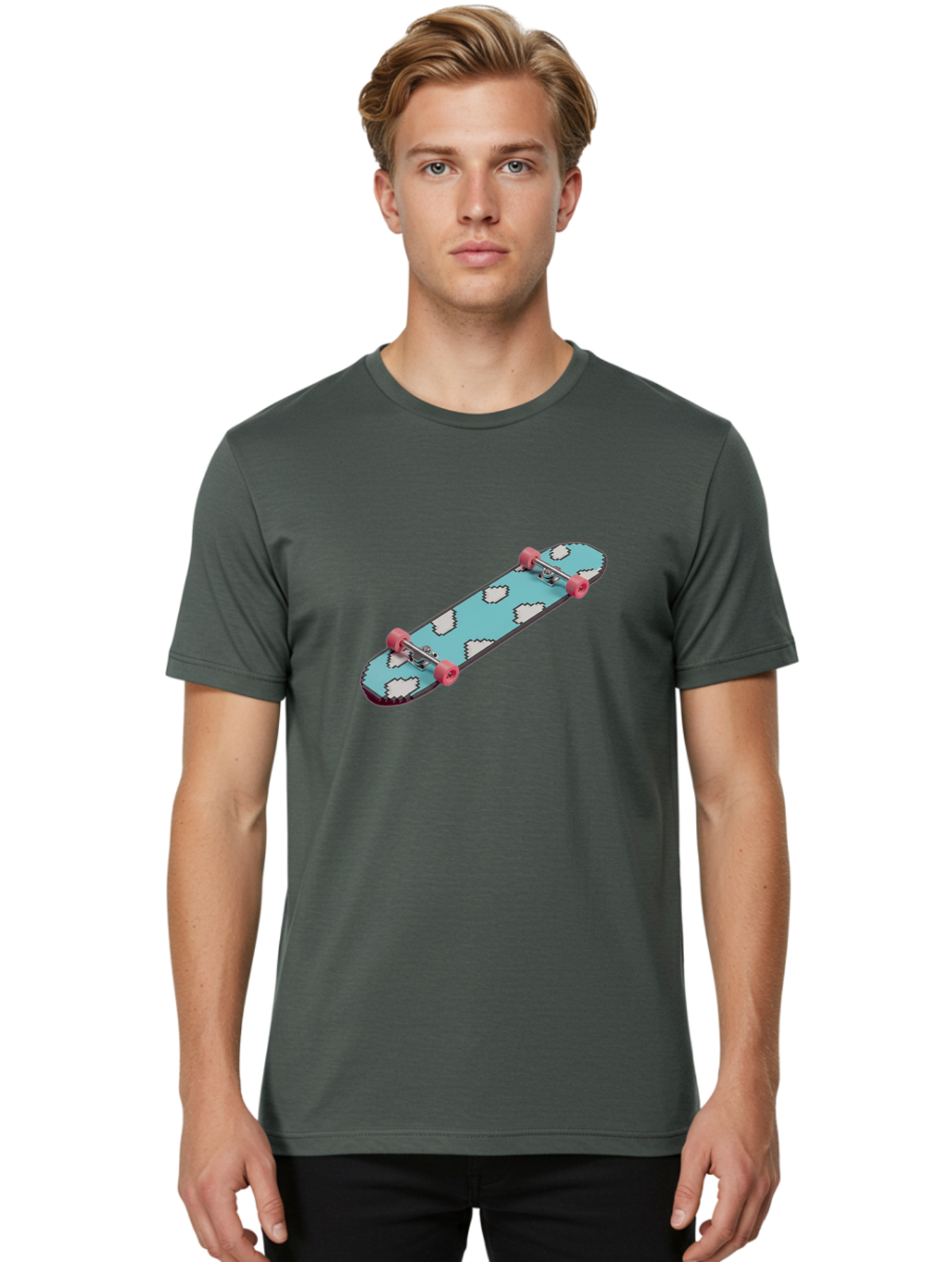 Skateboard-With-Clouds Men'S Graphic Tee, 100% Cotton, Comfortable Casual Summer Wear, Machine Washable, Vintage Camera, Old Camera, Antique Camera, Black Camera, Classic Photography, Photography Equipment, Nostalgic Device, Film Camera, Ban474