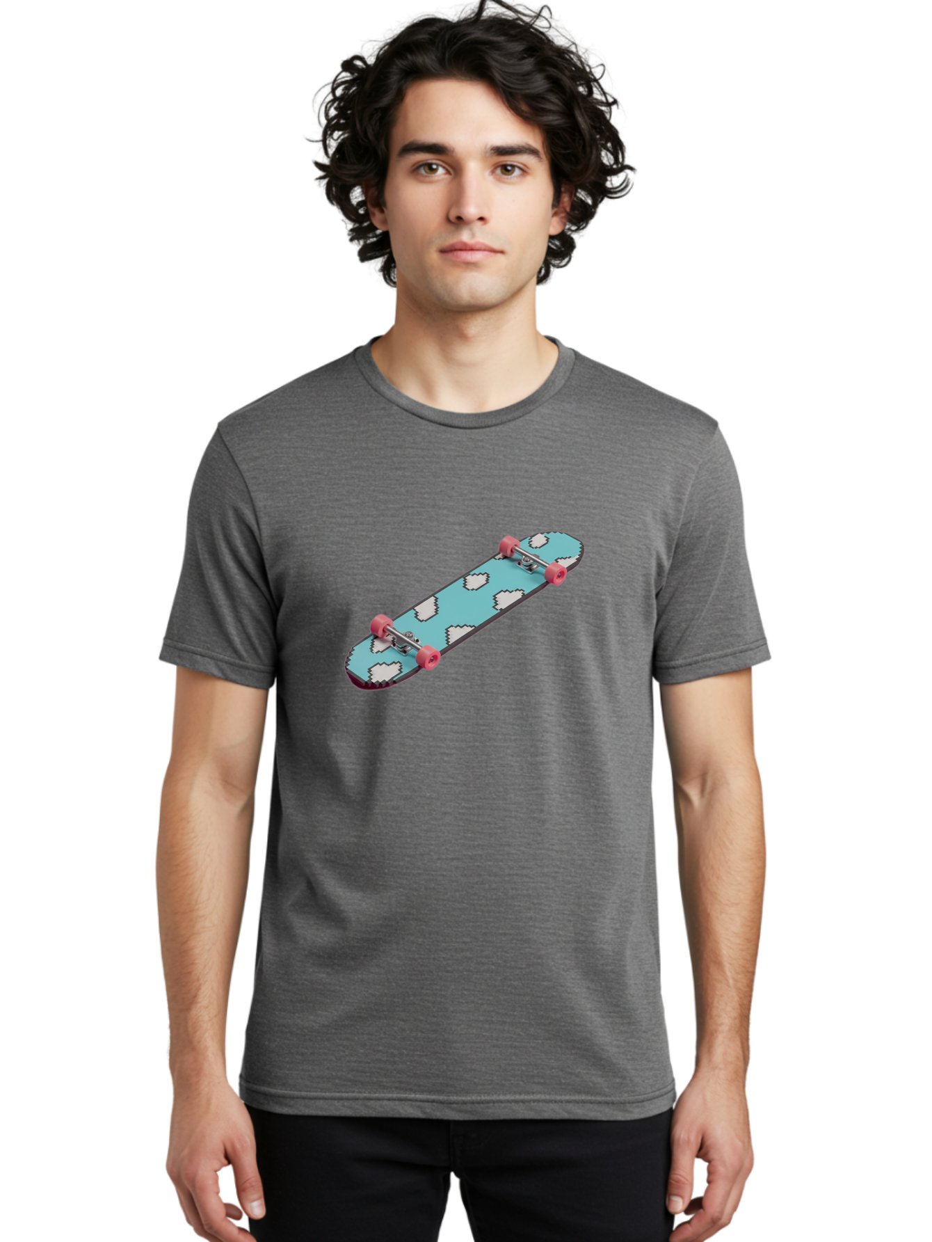 Skateboard-With-Clouds Men'S Graphic Tee, 100% Cotton, Comfortable Casual Summer Wear, Machine Washable, Vintage Camera, Old Camera, Antique Camera, Black Camera, Classic Photography, Photography Equipment, Nostalgic Device, Film Camera, Ban474
