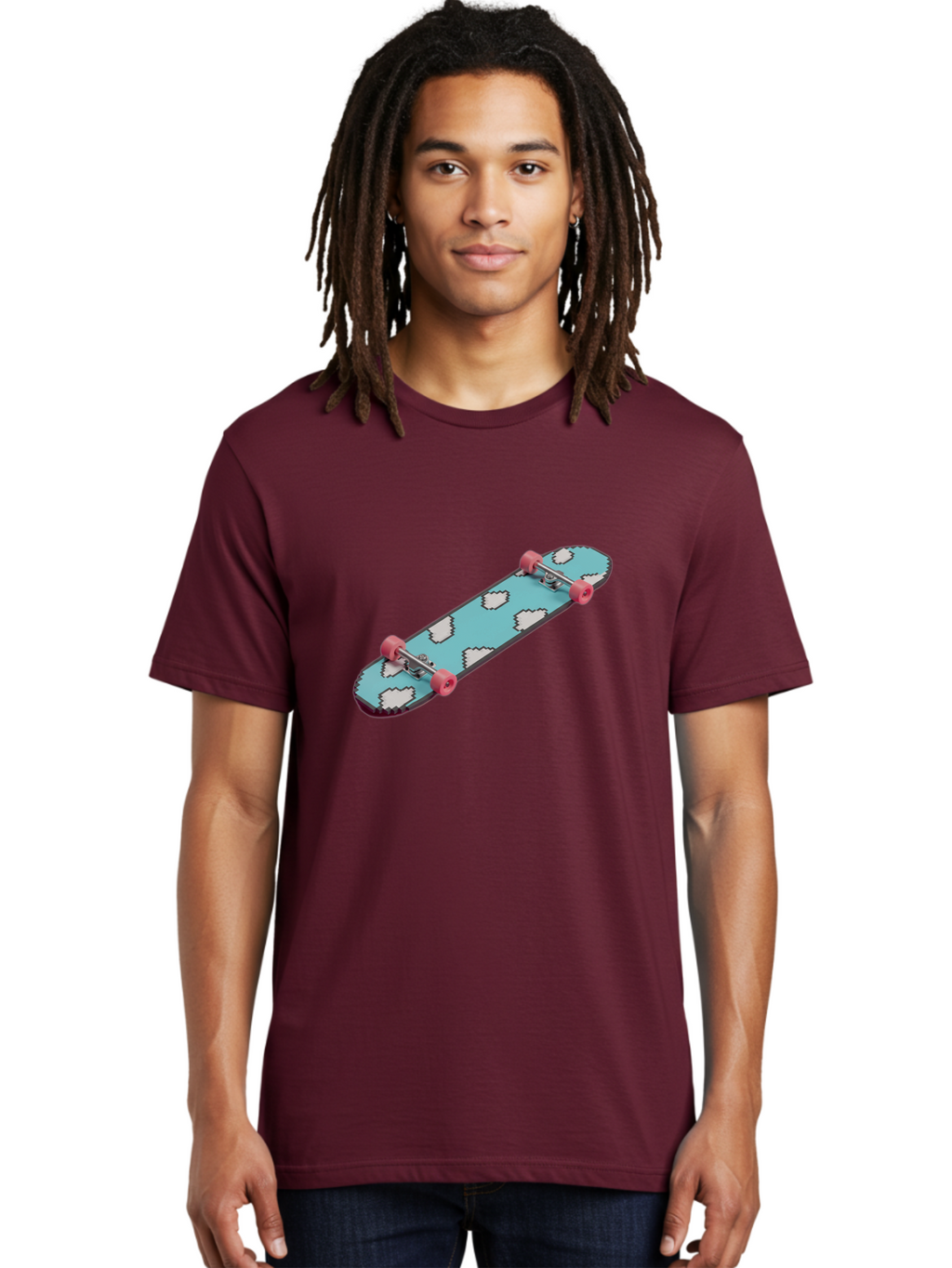 Skateboard-With-Clouds Men'S Graphic Tee, 100% Cotton, Comfortable Casual Summer Wear, Machine Washable, Vintage Camera, Old Camera, Antique Camera, Black Camera, Classic Photography, Photography Equipment, Nostalgic Device, Film Camera, Ban474