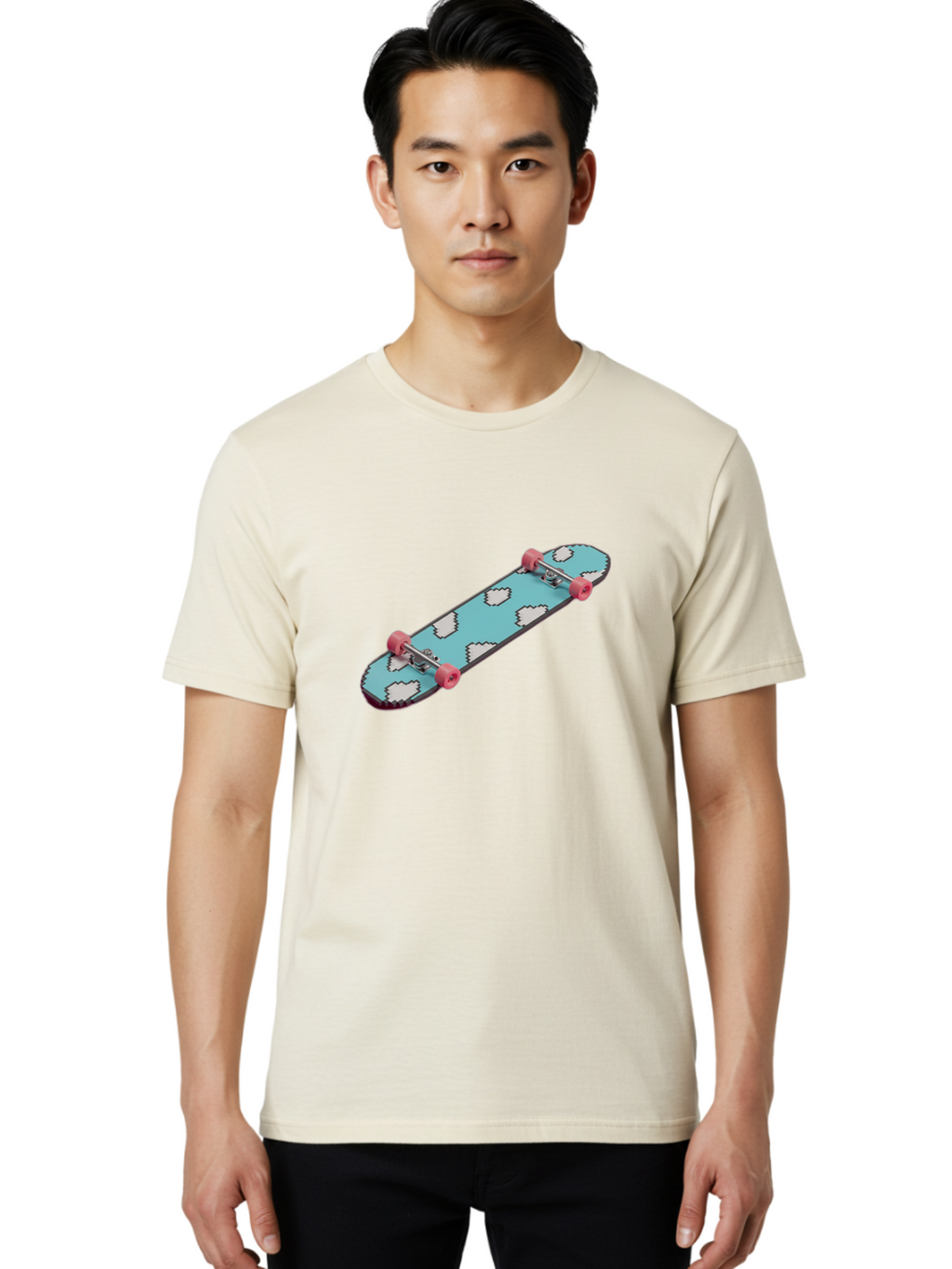 Skateboard-With-Clouds Men'S Graphic Tee, 100% Cotton, Comfortable Casual Summer Wear, Machine Washable, Vintage Camera, Old Camera, Antique Camera, Black Camera, Classic Photography, Photography Equipment, Nostalgic Device, Film Camera, Ban474