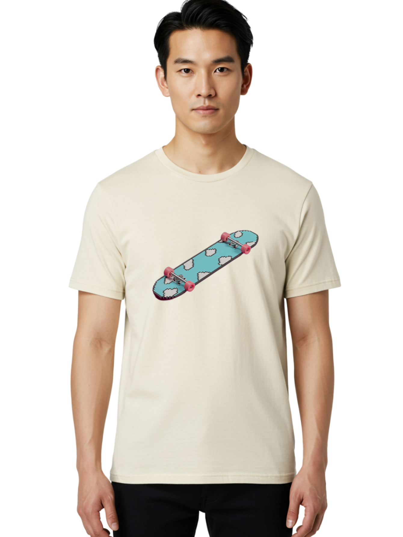 Skateboard-With-Clouds Men'S Graphic Tee, 100% Cotton, Comfortable Casual Summer Wear, Machine Washable, Vintage Camera, Old Camera, Antique Camera, Black Camera, Classic Photography, Photography Equipment, Nostalgic Device, Film Camera, Ban474