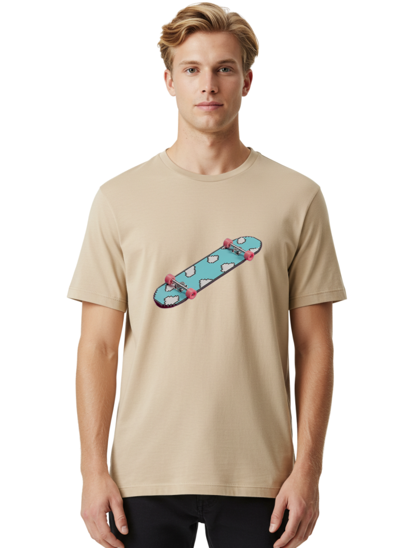 Skateboard-With-Clouds Men'S Graphic Tee, 100% Cotton, Comfortable Casual Summer Wear, Machine Washable, Vintage Camera, Old Camera, Antique Camera, Black Camera, Classic Photography, Photography Equipment, Nostalgic Device, Film Camera, Ban474