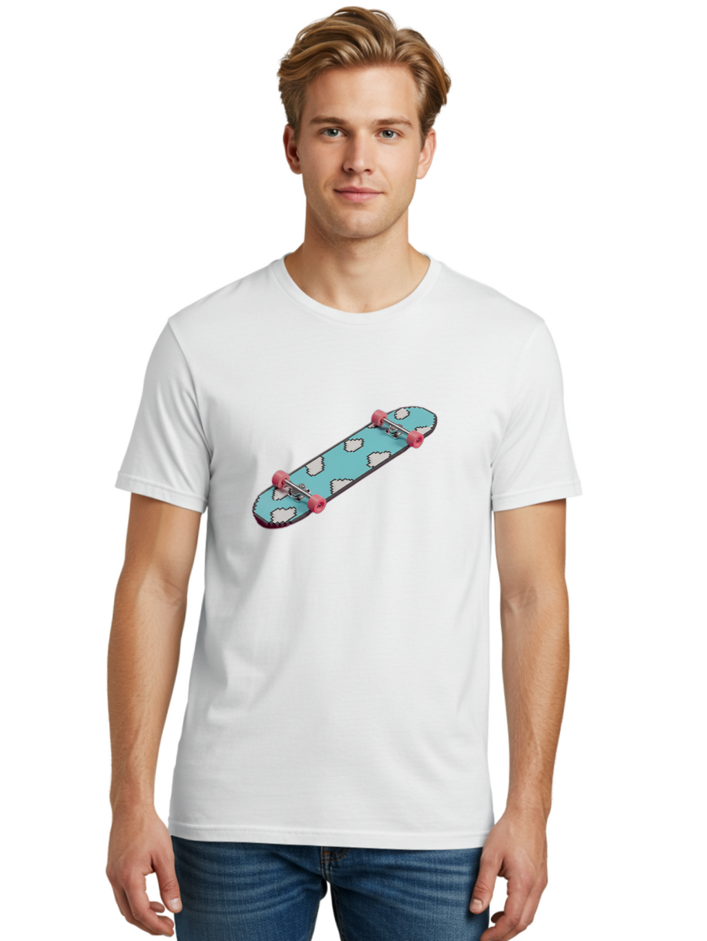 Skateboard-With-Clouds Men'S Graphic Tee, 100% Cotton, Comfortable Casual Summer Wear, Machine Washable, Vintage Camera, Old Camera, Antique Camera, Black Camera, Classic Photography, Photography Equipment, Nostalgic Device, Film Camera, Ban474
