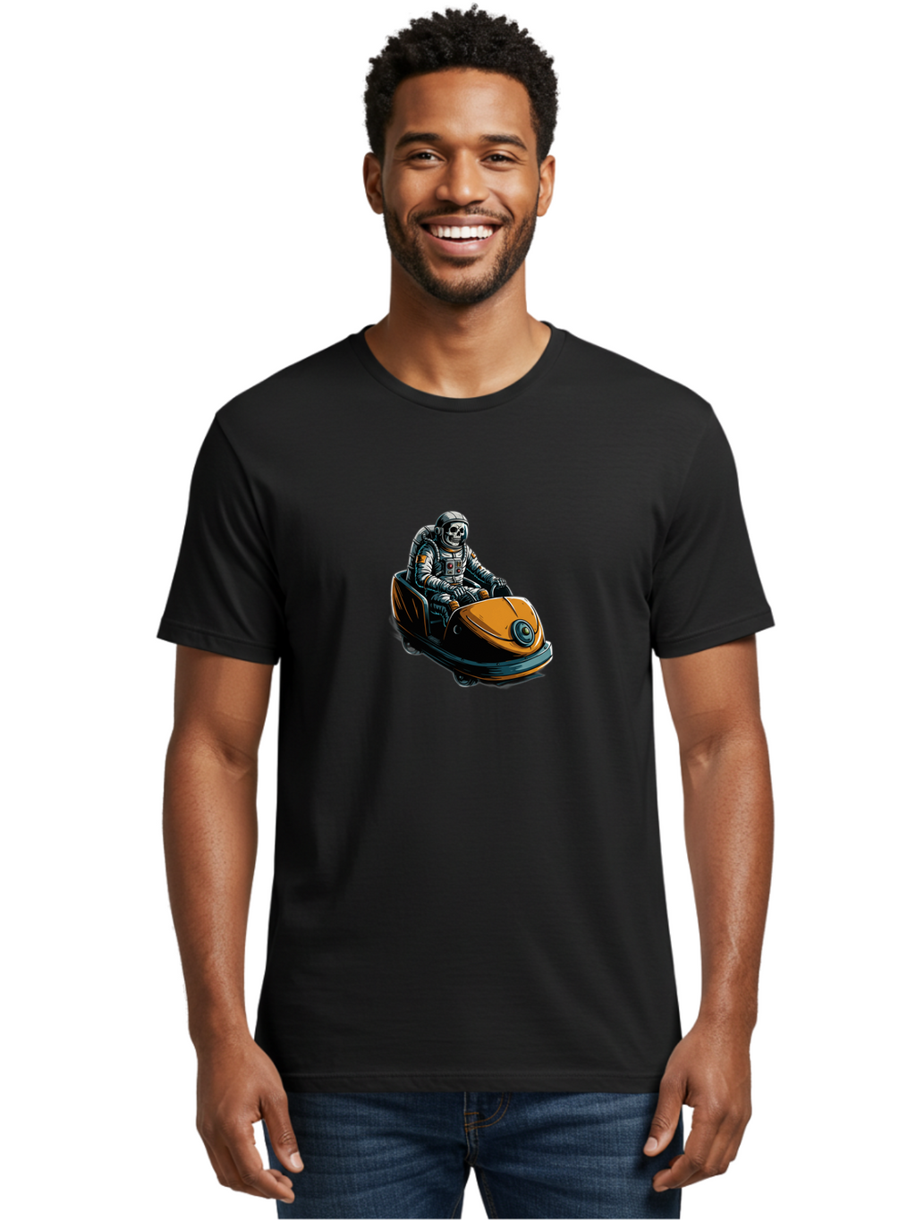 Skeleton-Astronaut-On-Go-Kart Men'S Graphic Tee, 100% Cotton, Comfortable Casual Summer Wear, Machine Washable, Vintage Camera, Old Camera, Antique Camera, Black Camera, Classic Photography, Photography Equipment, Nostalgic Device, Ban477