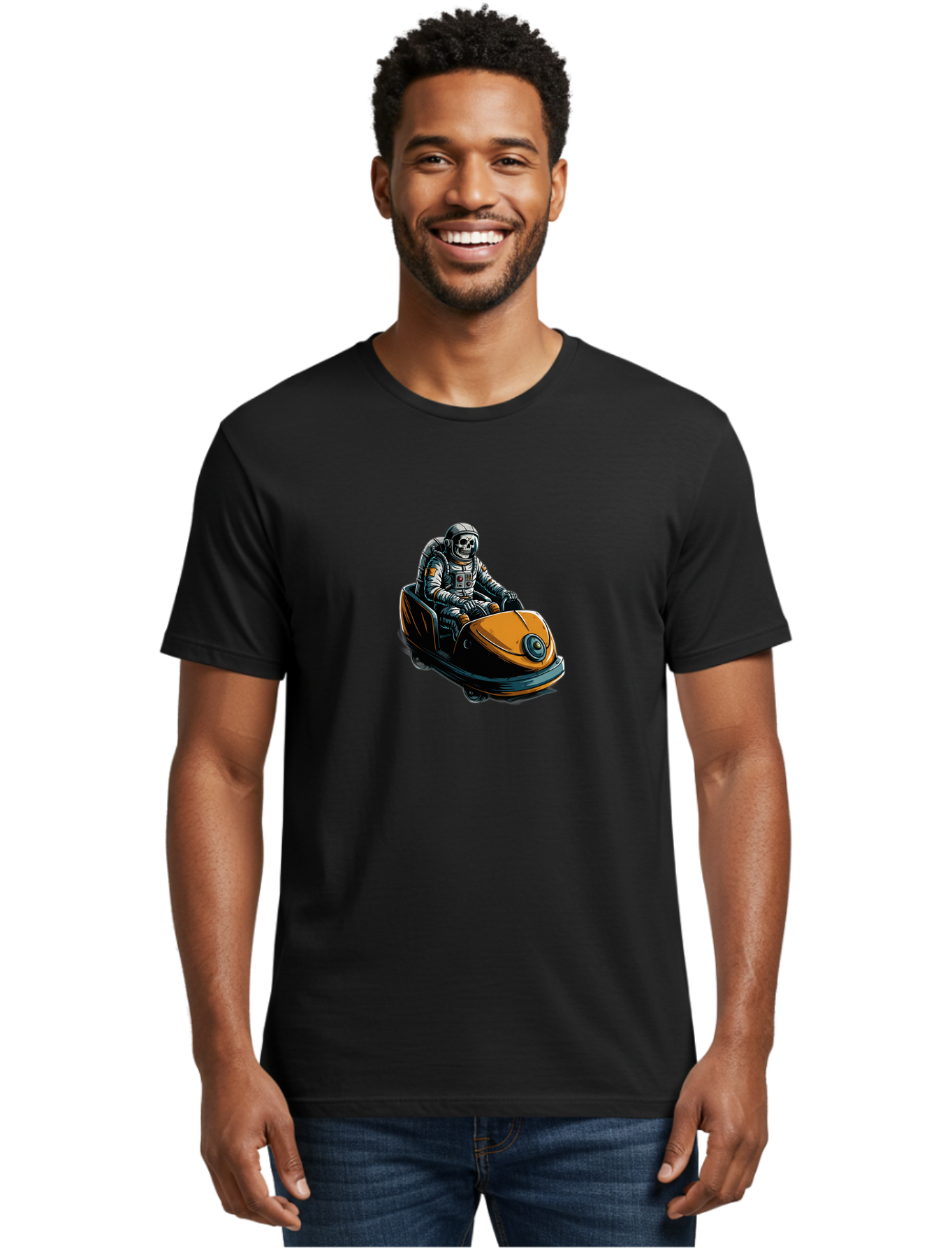 Skeleton-Astronaut-On-Go-Kart Men'S Graphic Tee, 100% Cotton, Comfortable Casual Summer Wear, Machine Washable, Vintage Camera, Old Camera, Antique Camera, Black Camera, Classic Photography, Photography Equipment, Nostalgic Device, Ban477