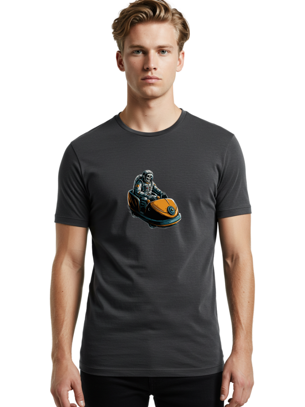 Skeleton-Astronaut-On-Go-Kart Men'S Graphic Tee, 100% Cotton, Comfortable Casual Summer Wear, Machine Washable, Vintage Camera, Old Camera, Antique Camera, Black Camera, Classic Photography, Photography Equipment, Nostalgic Device, Ban477