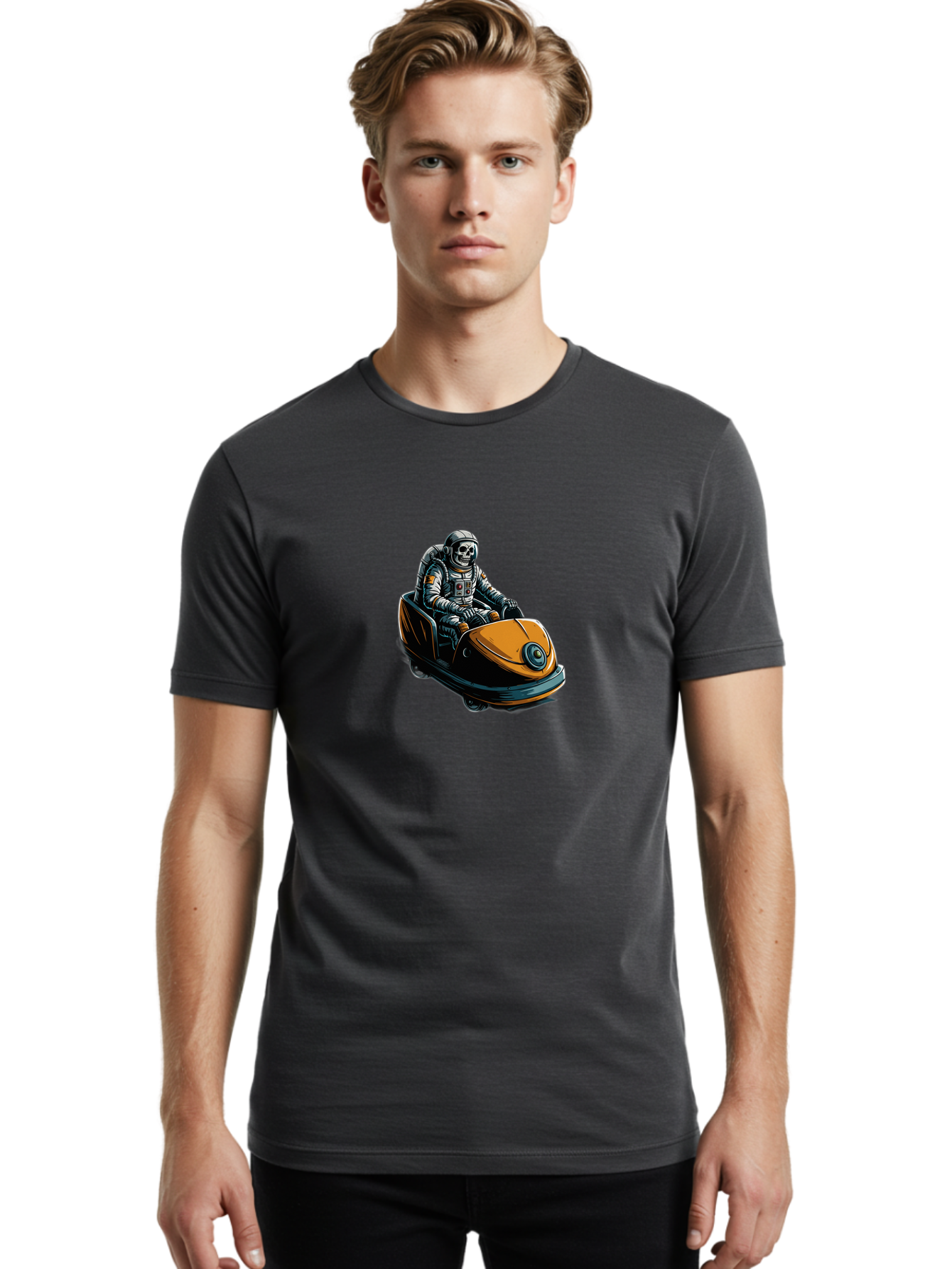 Skeleton-Astronaut-On-Go-Kart Men'S Graphic Tee, 100% Cotton, Comfortable Casual Summer Wear, Machine Washable, Vintage Camera, Old Camera, Antique Camera, Black Camera, Classic Photography, Photography Equipment, Nostalgic Device, Ban477