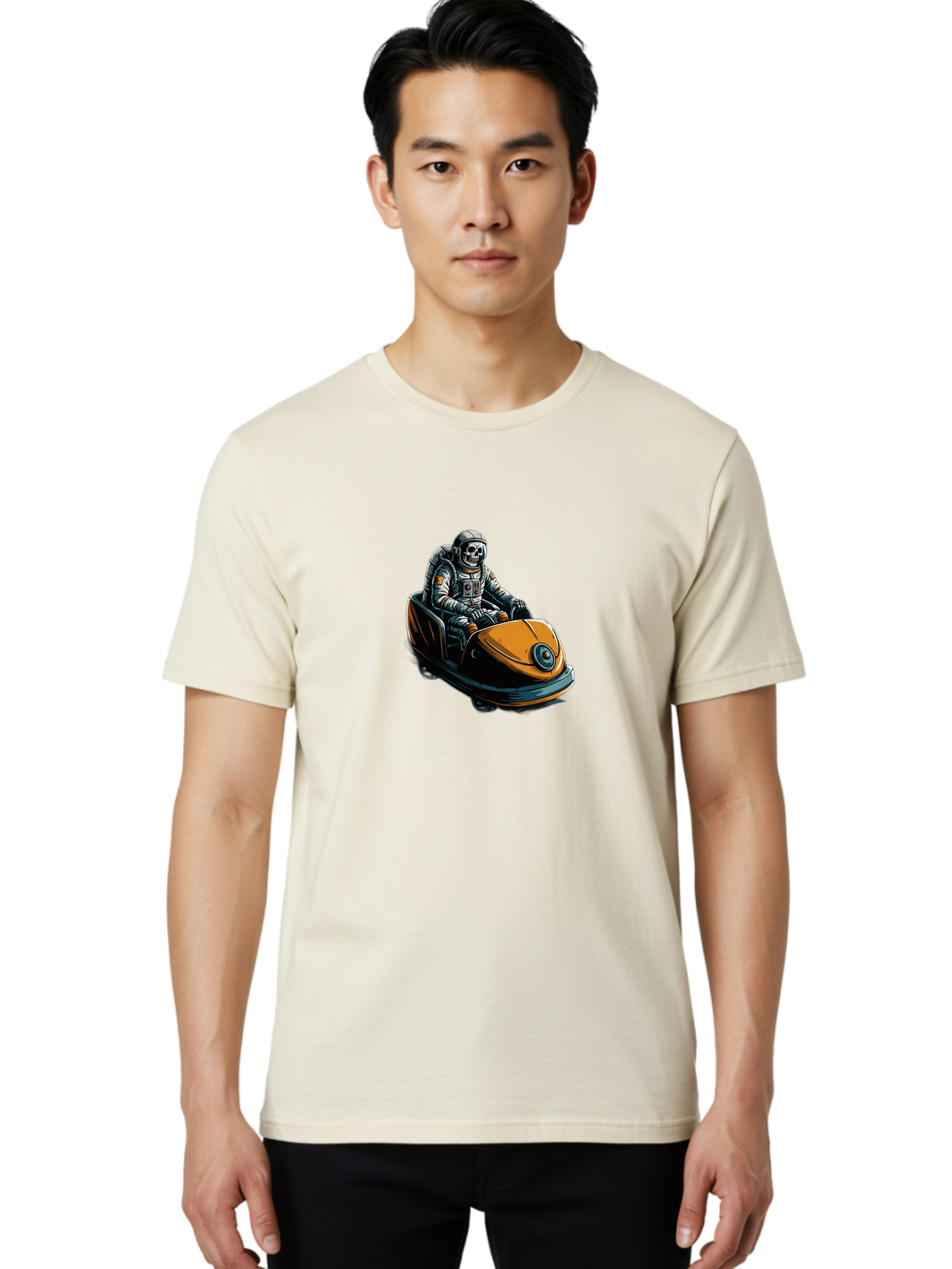 Skeleton-Astronaut-On-Go-Kart Men'S Graphic Tee, 100% Cotton, Comfortable Casual Summer Wear, Machine Washable, Vintage Camera, Old Camera, Antique Camera, Black Camera, Classic Photography, Photography Equipment, Nostalgic Device, Ban477