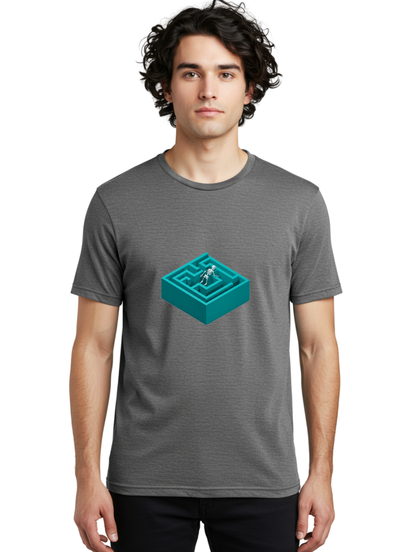 Skeleton-In-Maze Men'S Graphic Tee, 100% Cotton, Comfortable Casual Summer Wear, Machine Washable, Vintage Camera, Old Camera, Antique Camera, Black Camera, Classic Photography, Photography Equipment, Nostalgic Device, Film Camera, Camera Art Ban481