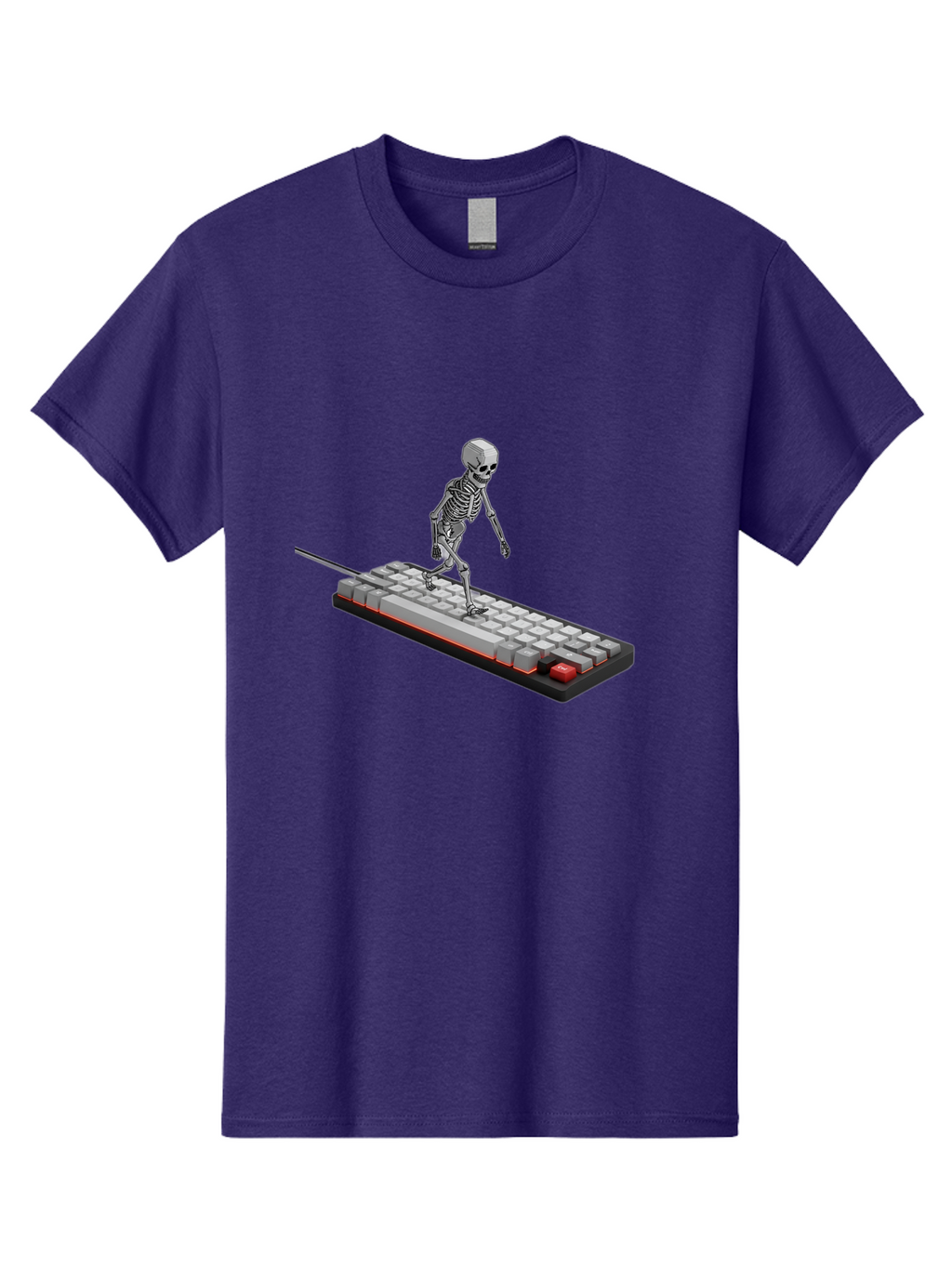 Skeleton-On-Keyboard Men'S Graphic Tee, 100% Cotton, Comfortable Casual Summer Wear, Machine Washable, Vintage Camera, Old Camera, Antique Camera, Black Camera, Classic Photography, Photography Equipment, Nostalgic Device, Film Camera, Ban482