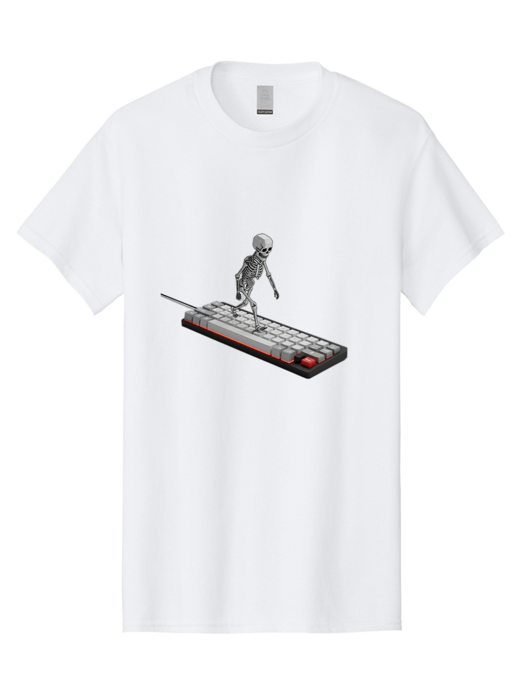 Skeleton-On-Keyboard Men'S Graphic Tee, 100% Cotton, Comfortable Casual Summer Wear, Machine Washable, Vintage Camera, Old Camera, Antique Camera, Black Camera, Classic Photography, Photography Equipment, Nostalgic Device, Film Camera, Ban482