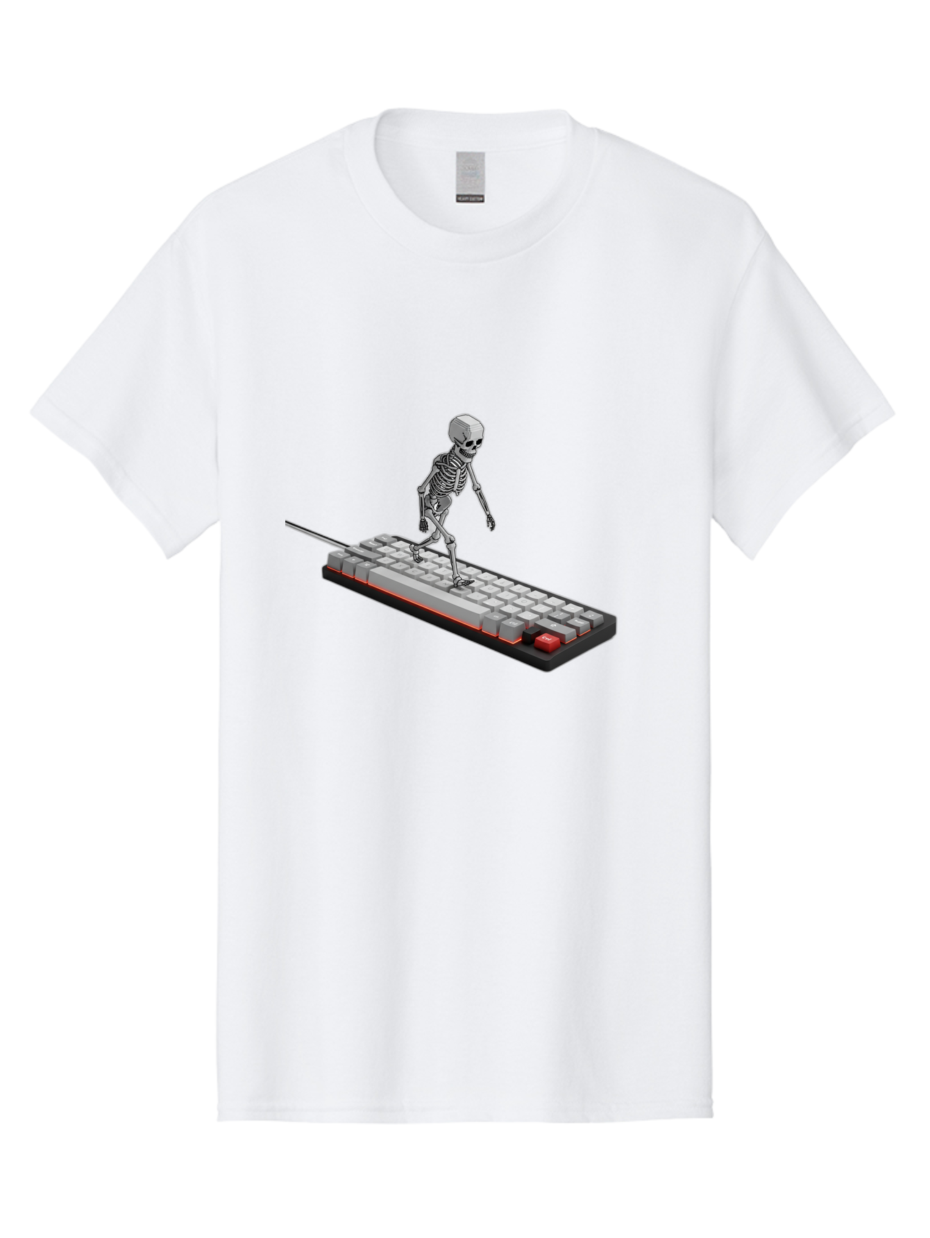 Skeleton-On-Keyboard Men'S Graphic Tee, 100% Cotton, Comfortable Casual Summer Wear, Machine Washable, Vintage Camera, Old Camera, Antique Camera, Black Camera, Classic Photography, Photography Equipment, Nostalgic Device, Film Camera, Ban482