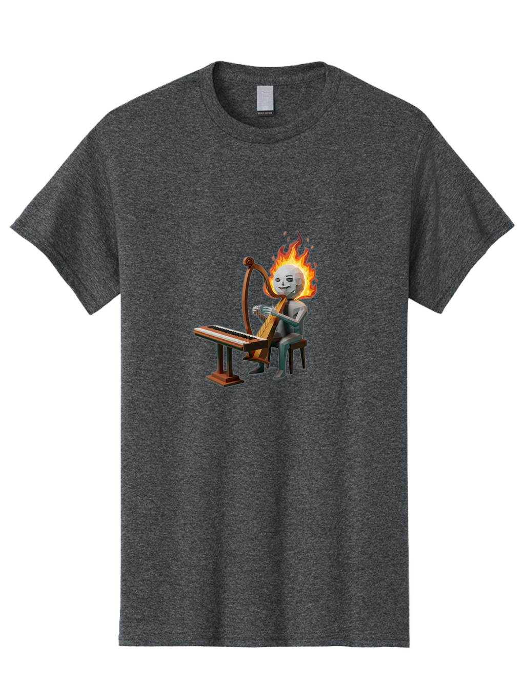 Skeleton-Playing-Lyre Men'S Graphic Tee, 100% Cotton, Comfortable Casual Summer Wear, Machine Washable, Vintage Camera, Old Camera, Antique Camera, Black Camera, Classic Photography, Photography Equipment, Nostalgic Device, Film Camera, Ban483