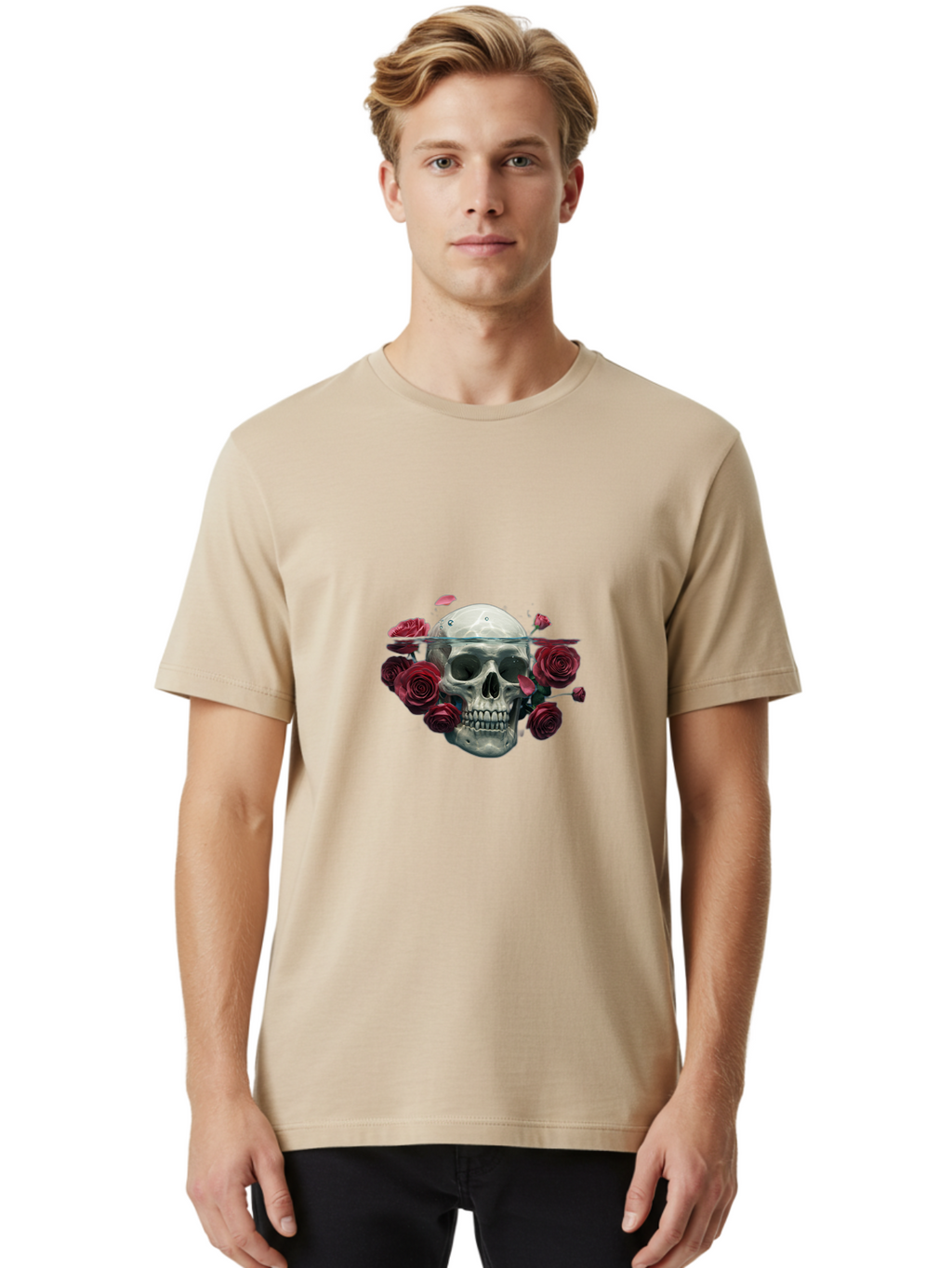 Skull-And-Roses Men'S Graphic Tee, 100% Cotton, Comfortable Casual Summer Wear, Machine Washable, Vintage Camera, Old Camera, Antique Camera, Black Camera, Classic Photography, Photography Equipment, Nostalgic Device, Film Camera, Camera Art Ban484