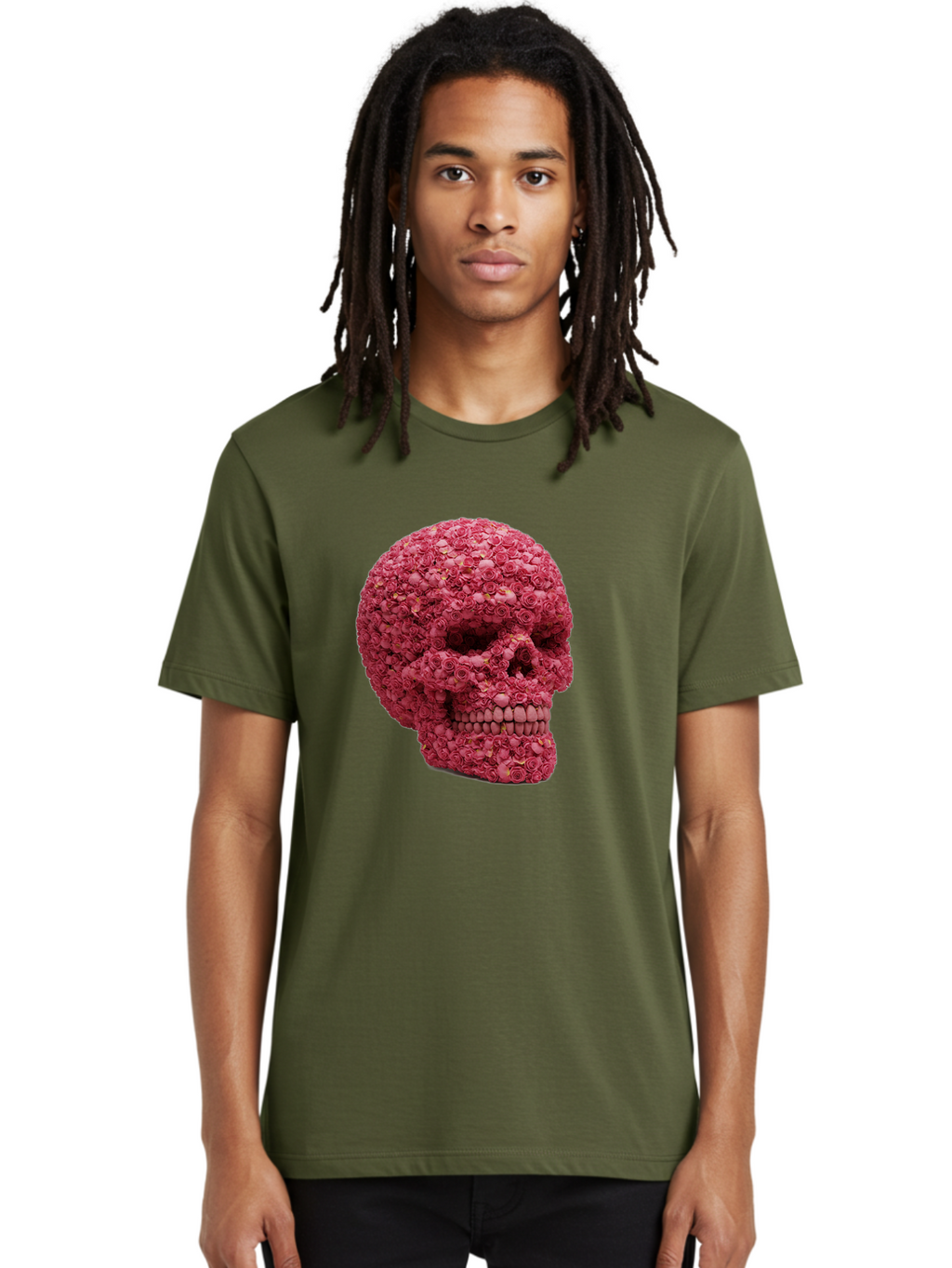 Skull-With-Pink-Roses-2 Men'S Graphic Tee, 100% Cotton, Comfortable Casual Summer Wear, Machine Washable, Vintage Camera, Old Camera, Antique Camera, Black Camera, Classic Photography, Photography Equipment, Nostalgic Device, Film Camera, Ban486