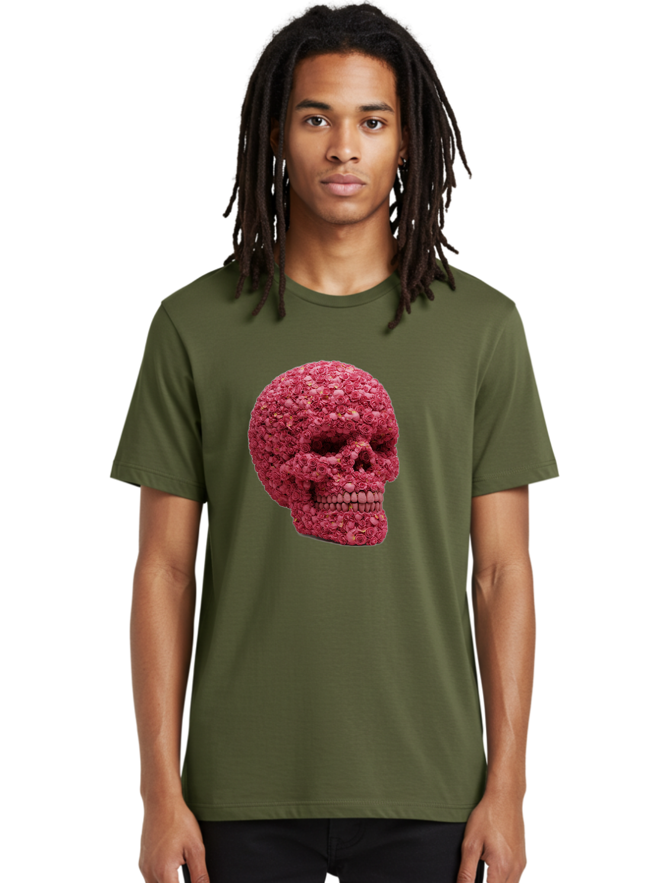 Skull-With-Pink-Roses-2 Men'S Graphic Tee, 100% Cotton, Comfortable Casual Summer Wear, Machine Washable, Vintage Camera, Old Camera, Antique Camera, Black Camera, Classic Photography, Photography Equipment, Nostalgic Device, Film Camera, Ban486