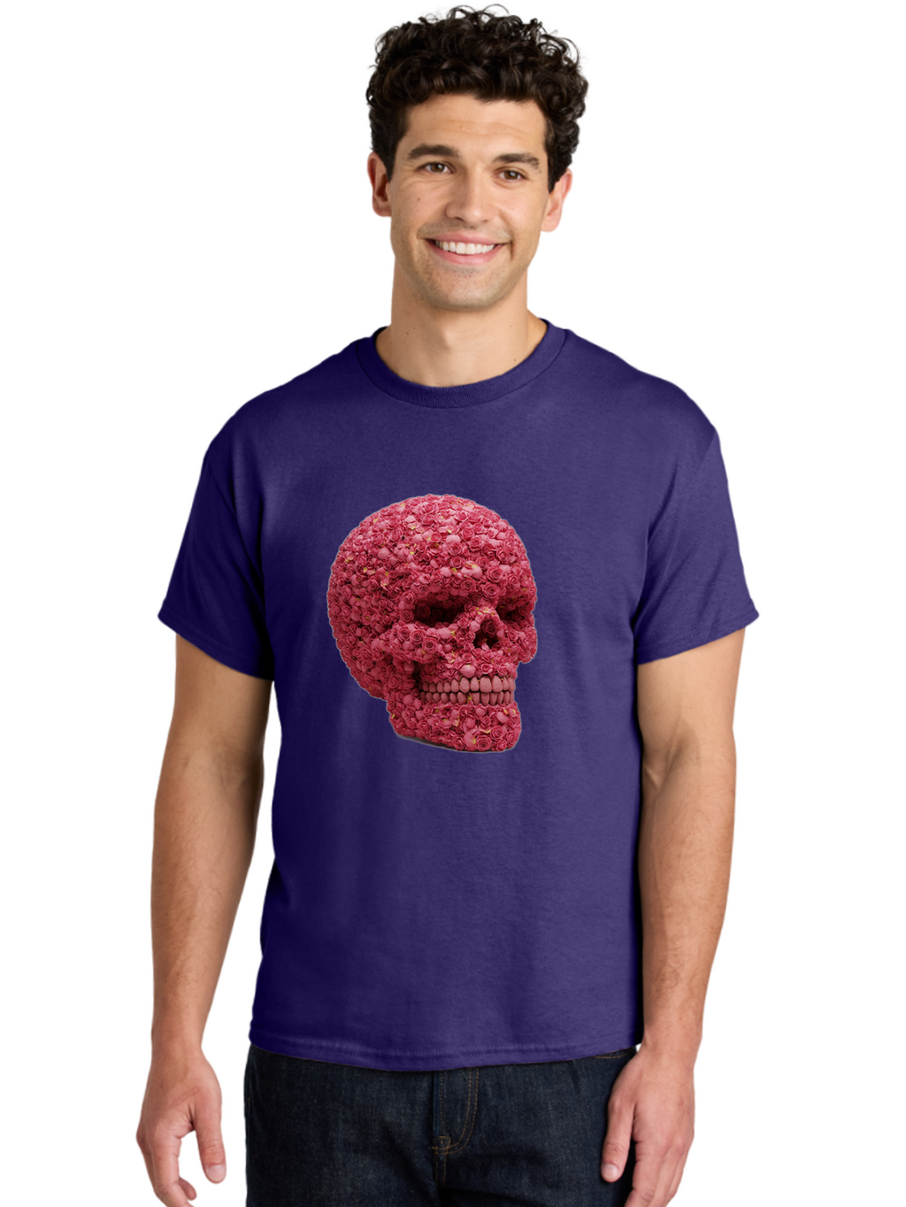 Skull-With-Pink-Roses-2 Men'S Graphic Tee, 100% Cotton, Comfortable Casual Summer Wear, Machine Washable, Vintage Camera, Old Camera, Antique Camera, Black Camera, Classic Photography, Photography Equipment, Nostalgic Device, Film Camera, Ban486