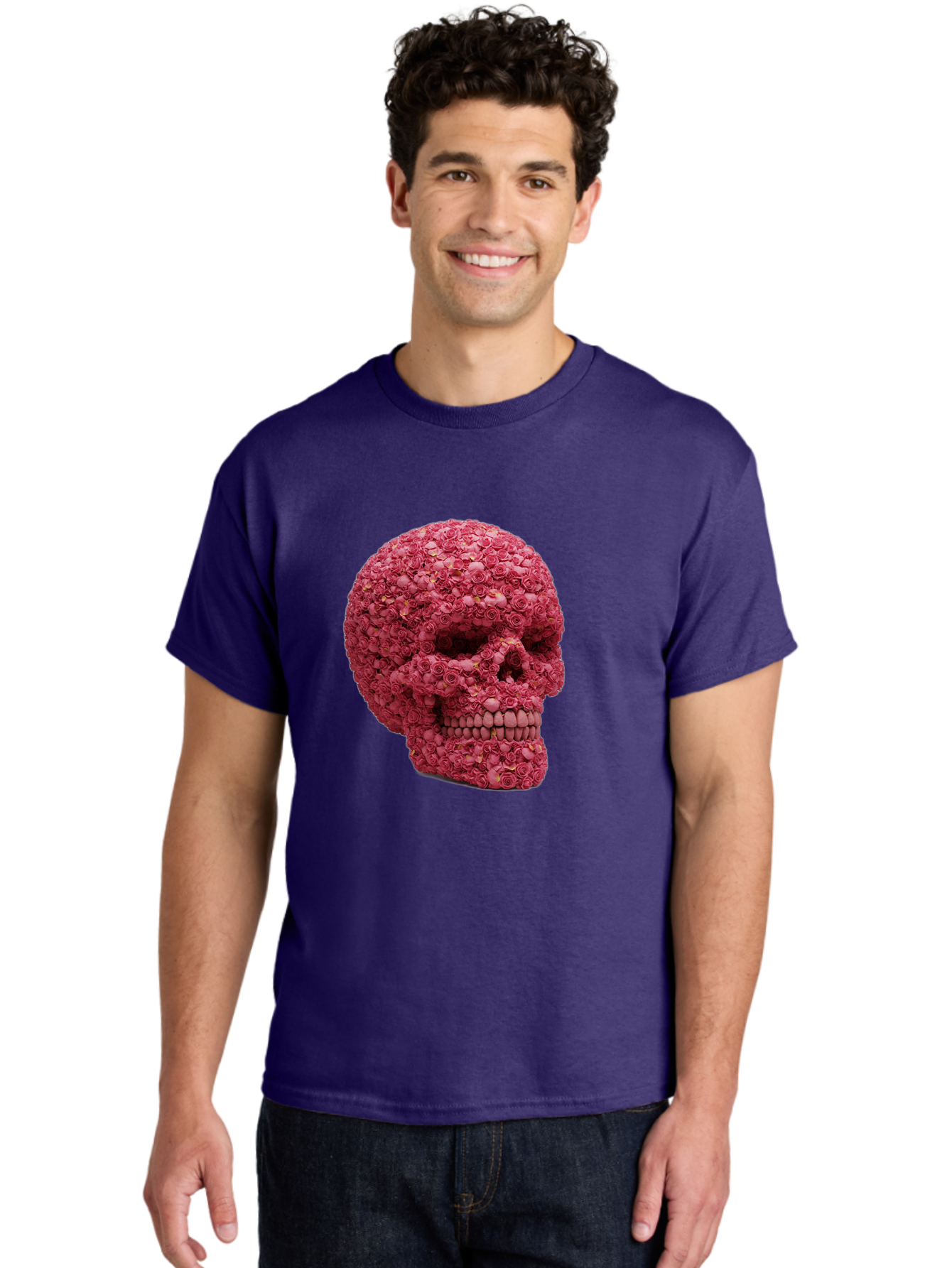 Skull-With-Pink-Roses-2 Men'S Graphic Tee, 100% Cotton, Comfortable Casual Summer Wear, Machine Washable, Vintage Camera, Old Camera, Antique Camera, Black Camera, Classic Photography, Photography Equipment, Nostalgic Device, Film Camera, Ban486