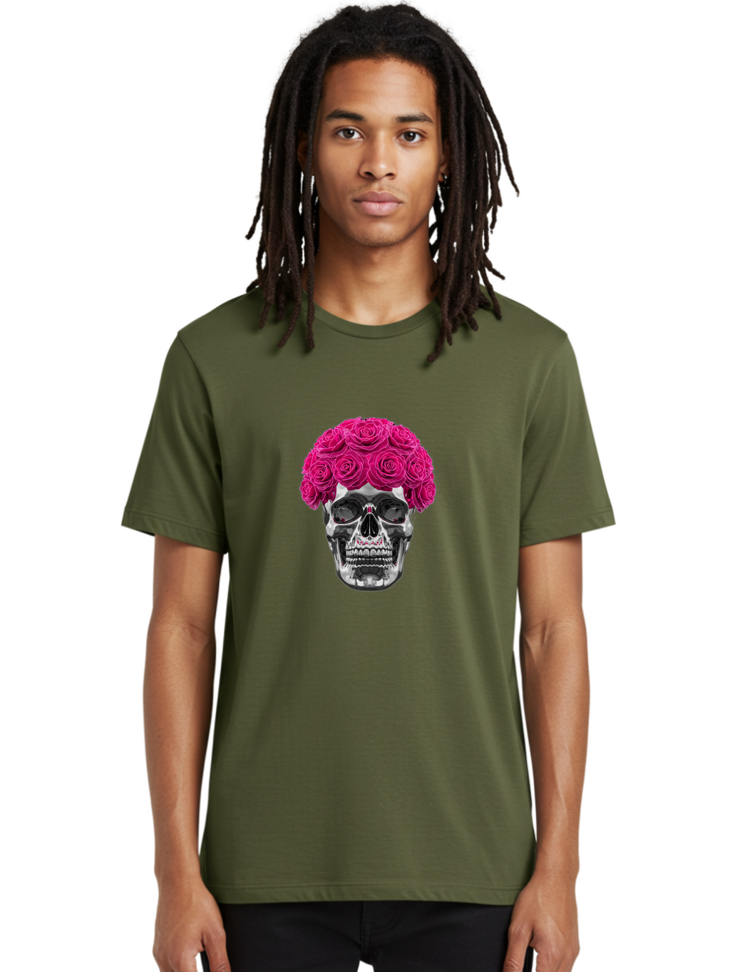 Skull-With-Pink-Roses Men'S Graphic Tee, 100% Cotton, Comfortable Casual Summer Wear, Machine Washable, Vintage Camera, Old Camera, Antique Camera, Black Camera, Classic Photography, Photography Equipment, Nostalgic Device, Film Camera, Ban487