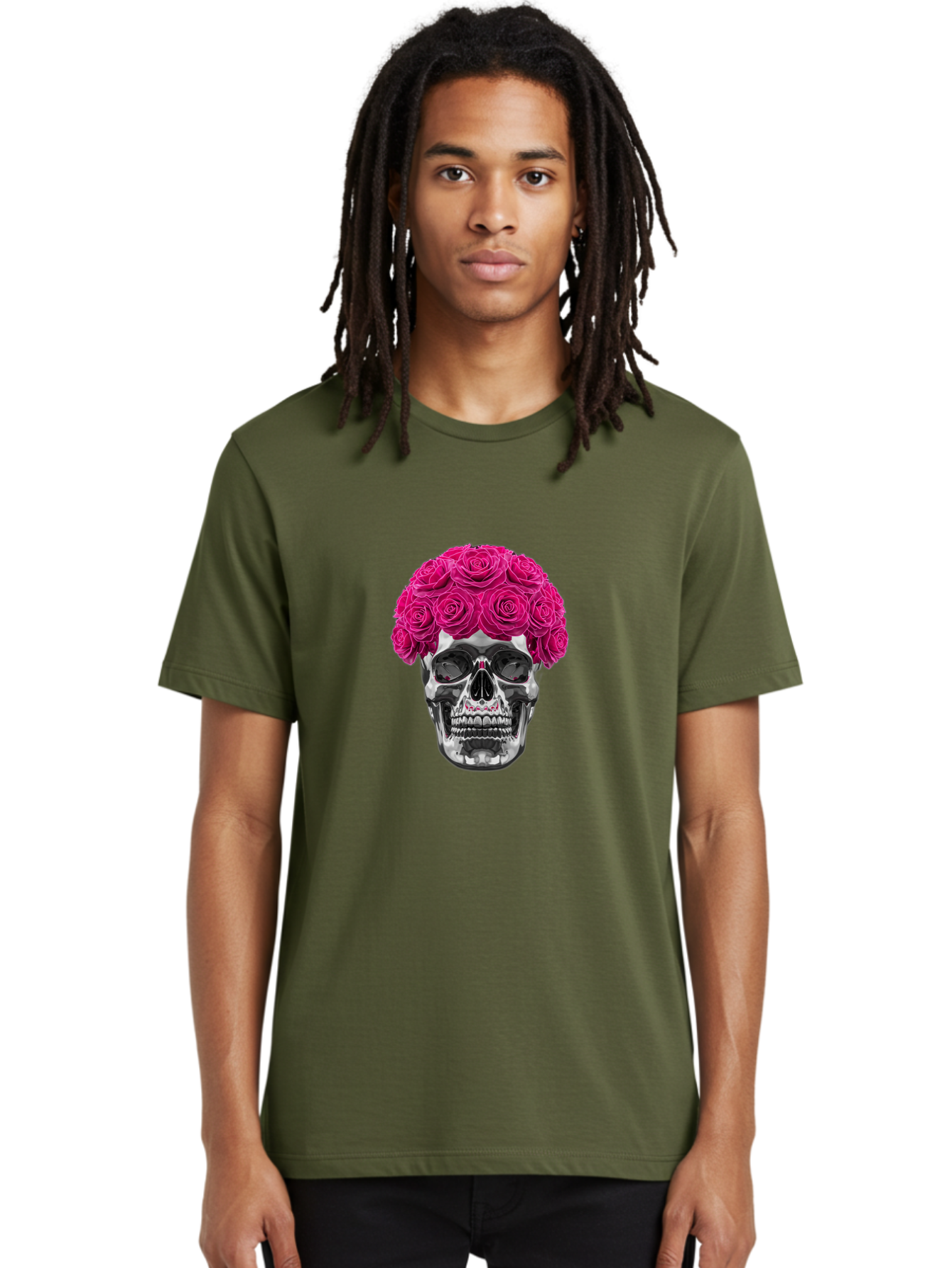 Skull-With-Pink-Roses Men'S Graphic Tee, 100% Cotton, Comfortable Casual Summer Wear, Machine Washable, Vintage Camera, Old Camera, Antique Camera, Black Camera, Classic Photography, Photography Equipment, Nostalgic Device, Film Camera, Ban487