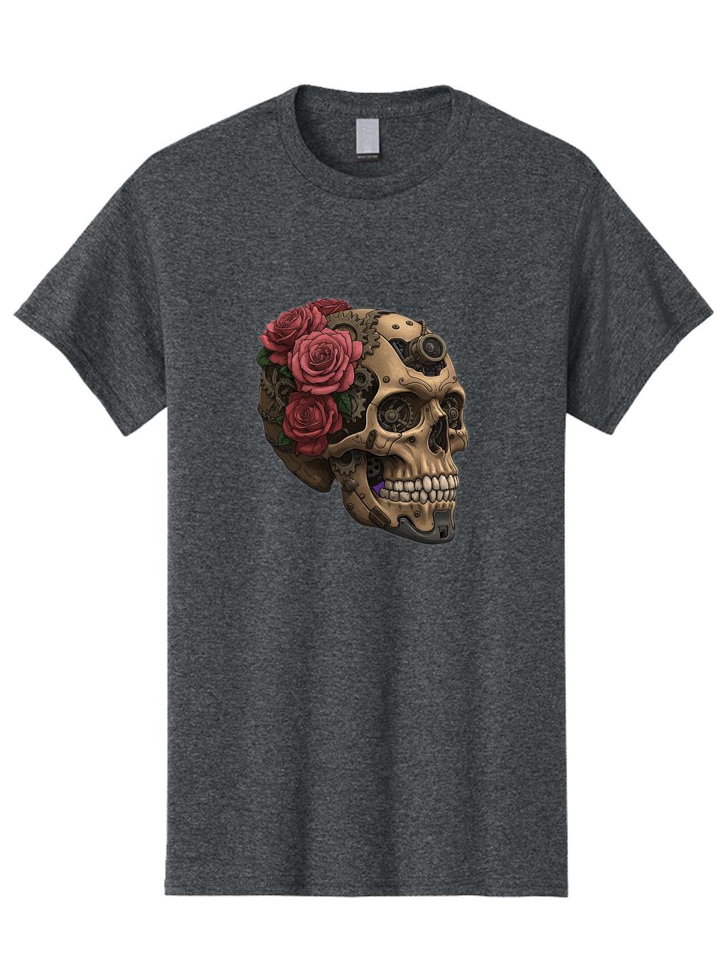 Skull-With-Red-Roses-1 Men'S Graphic Tee, 100% Cotton, Comfortable Casual Summer Wear, Machine Washable, Vintage Camera, Old Camera, Antique Camera, Black Camera, Classic Photography, Photography Equipment, Nostalgic Device, Film Camera, Ban488