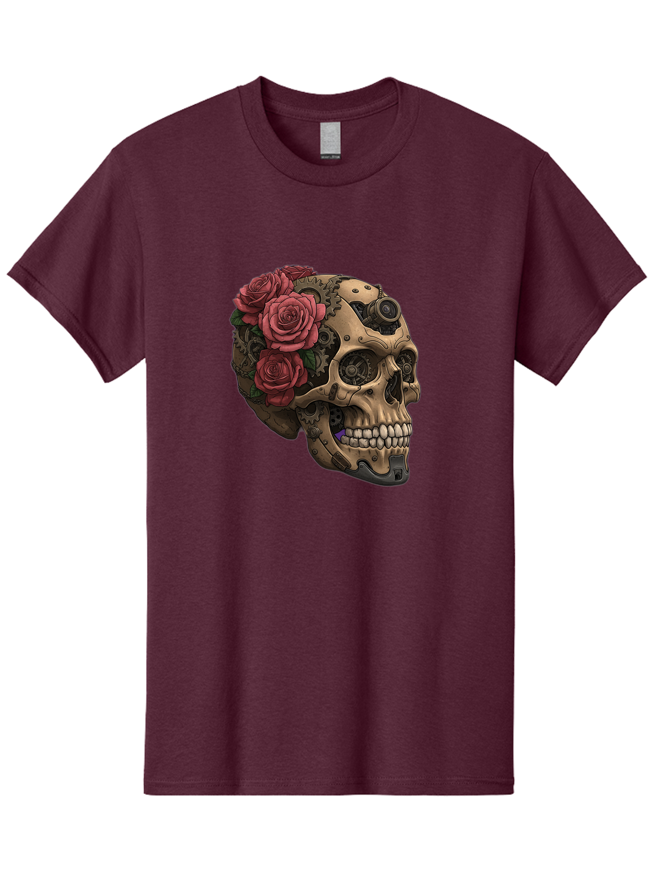 Skull-With-Red-Roses-1 Men'S Graphic Tee, 100% Cotton, Comfortable Casual Summer Wear, Machine Washable, Vintage Camera, Old Camera, Antique Camera, Black Camera, Classic Photography, Photography Equipment, Nostalgic Device, Film Camera, Ban488