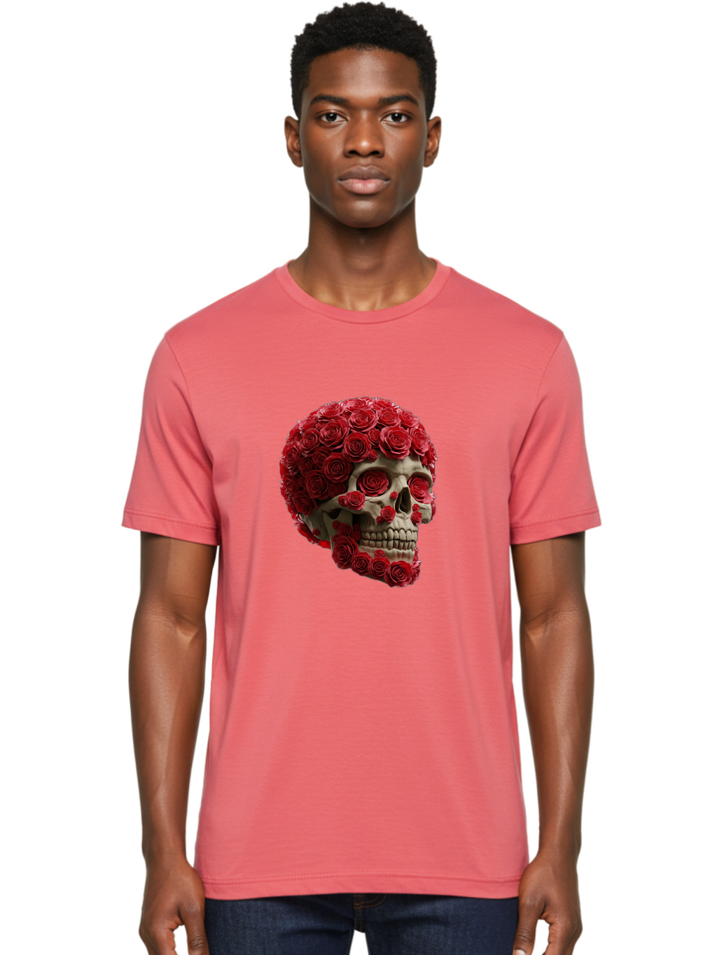 Skull-With-Red-Roses Men'S Graphic Tee, 100% Cotton, Comfortable Casual Summer Wear, Machine Washable, Vintage Camera, Old Camera, Antique Camera, Black Camera, Classic Photography, Photography Equipment, Nostalgic Device, Film Camera, Ban489