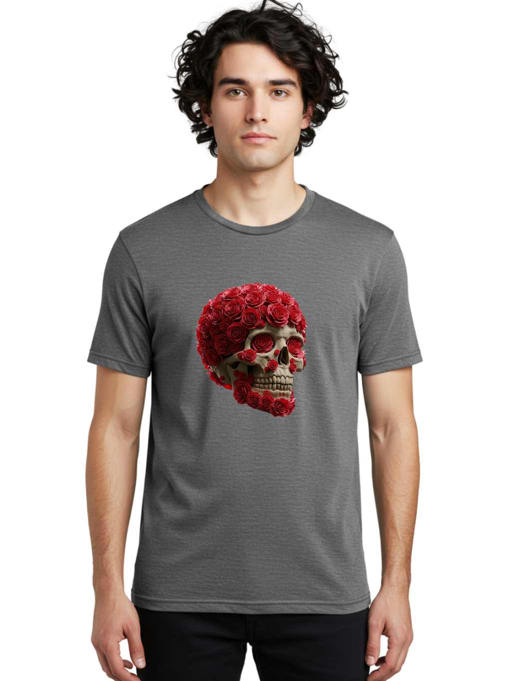 Skull-With-Red-Roses Men'S Graphic Tee, 100% Cotton, Comfortable Casual Summer Wear, Machine Washable, Vintage Camera, Old Camera, Antique Camera, Black Camera, Classic Photography, Photography Equipment, Nostalgic Device, Film Camera, Ban489