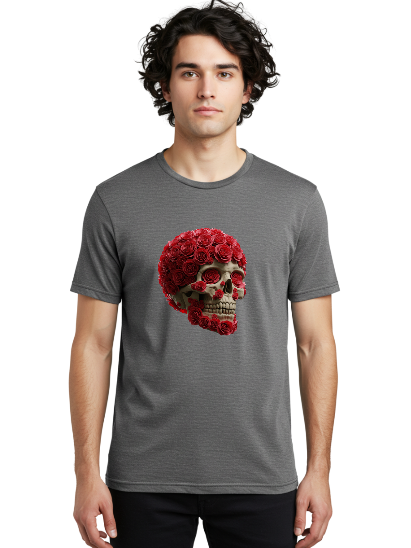 Skull-With-Red-Roses Men'S Graphic Tee, 100% Cotton, Comfortable Casual Summer Wear, Machine Washable, Vintage Camera, Old Camera, Antique Camera, Black Camera, Classic Photography, Photography Equipment, Nostalgic Device, Film Camera, Ban489