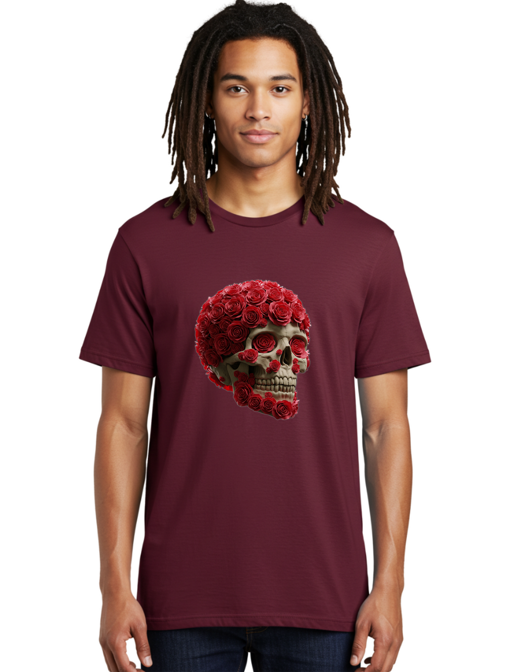 Skull-With-Red-Roses Men'S Graphic Tee, 100% Cotton, Comfortable Casual Summer Wear, Machine Washable, Vintage Camera, Old Camera, Antique Camera, Black Camera, Classic Photography, Photography Equipment, Nostalgic Device, Film Camera, Ban489