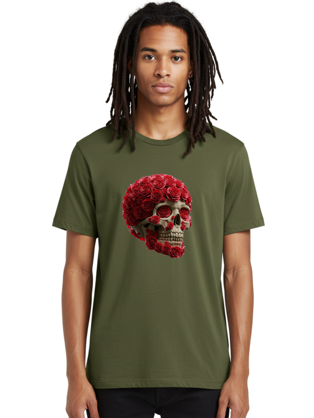 Skull-With-Red-Roses Men'S Graphic Tee, 100% Cotton, Comfortable Casual Summer Wear, Machine Washable, Vintage Camera, Old Camera, Antique Camera, Black Camera, Classic Photography, Photography Equipment, Nostalgic Device, Film Camera, Ban489