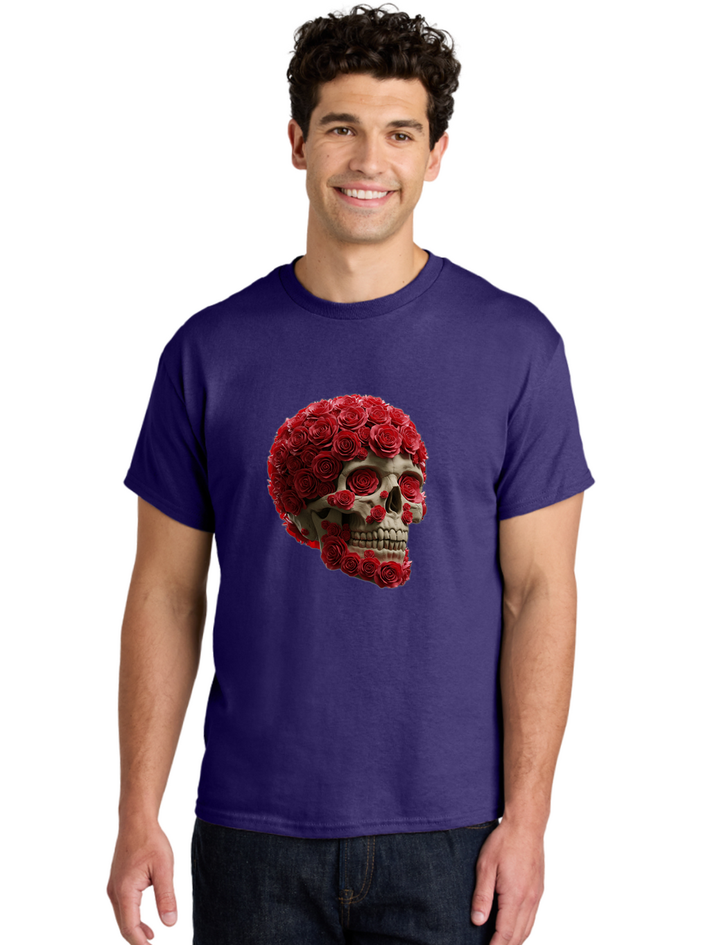 Skull-With-Red-Roses Men'S Graphic Tee, 100% Cotton, Comfortable Casual Summer Wear, Machine Washable, Vintage Camera, Old Camera, Antique Camera, Black Camera, Classic Photography, Photography Equipment, Nostalgic Device, Film Camera, Ban489