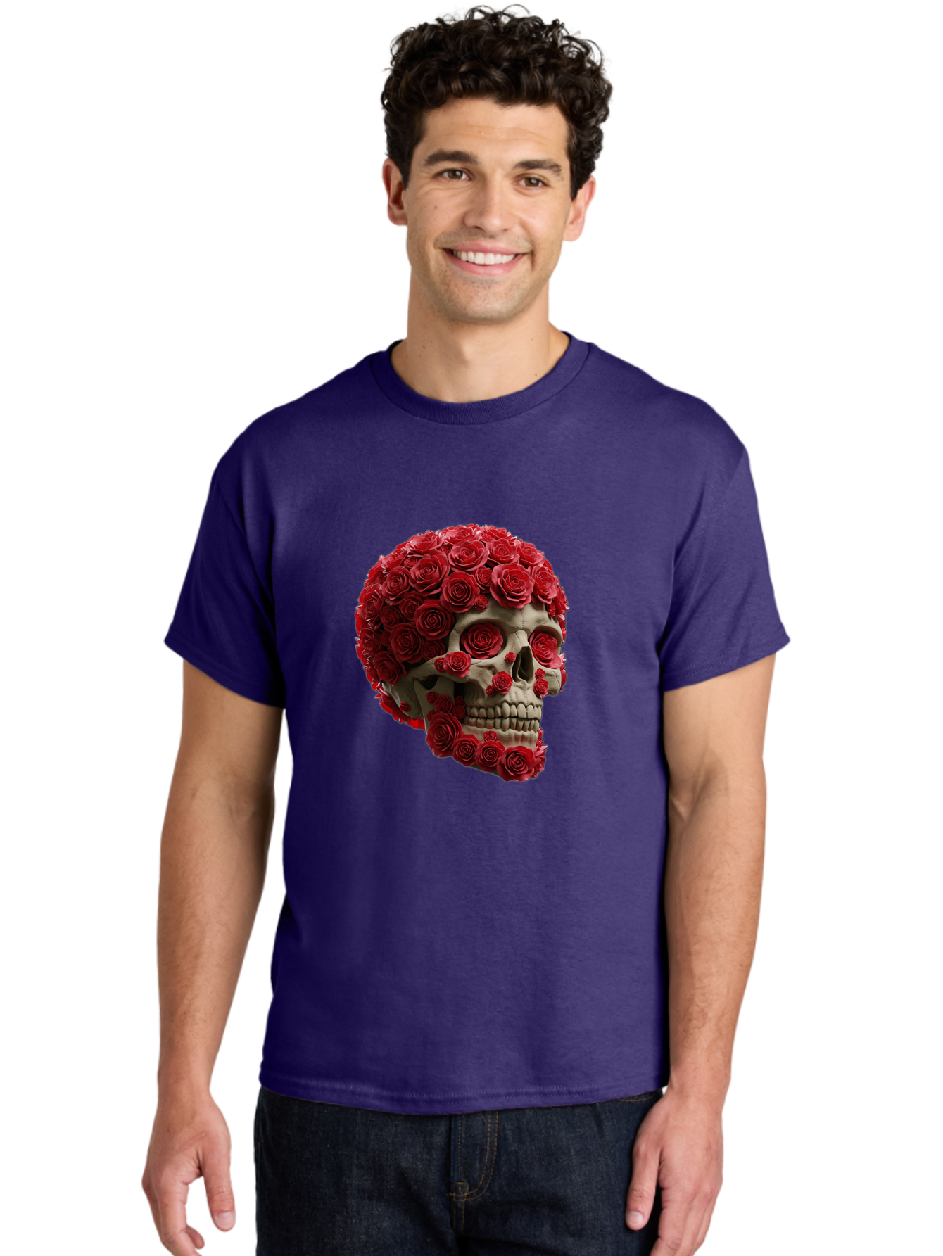 Skull-With-Red-Roses Men'S Graphic Tee, 100% Cotton, Comfortable Casual Summer Wear, Machine Washable, Vintage Camera, Old Camera, Antique Camera, Black Camera, Classic Photography, Photography Equipment, Nostalgic Device, Film Camera, Ban489