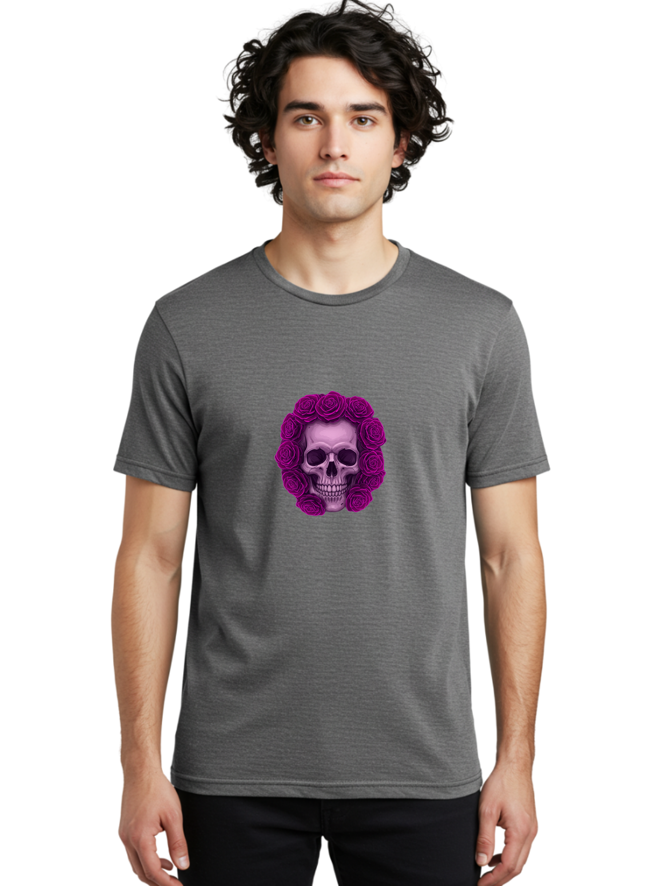 Skull-With-Roses-2 Men'S Graphic Tee, 100% Cotton, Comfortable Casual Summer Wear, Machine Washable, Vintage Camera, Old Camera, Antique Camera, Black Camera, Classic Photography, Photography Equipment, Nostalgic Device, Film Camera, Ban491