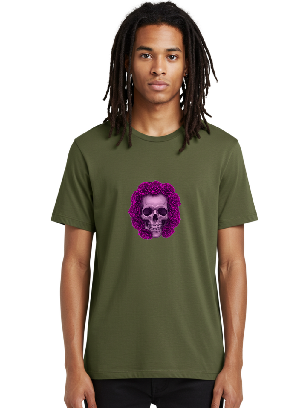 Skull-With-Roses-2 Men'S Graphic Tee, 100% Cotton, Comfortable Casual Summer Wear, Machine Washable, Vintage Camera, Old Camera, Antique Camera, Black Camera, Classic Photography, Photography Equipment, Nostalgic Device, Film Camera, Ban491