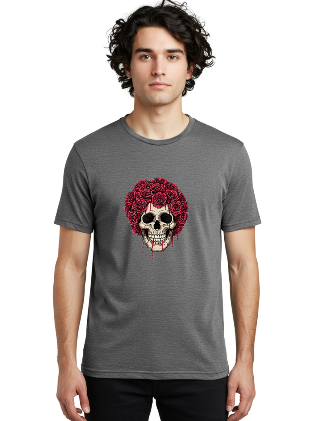 Skull-With-Roses-3 Men'S Graphic Tee, 100% Cotton, Comfortable Casual Summer Wear, Machine Washable, Vintage Camera, Old Camera, Antique Camera, Black Camera, Classic Photography, Photography Equipment, Nostalgic Device, Film Camera, Ban492