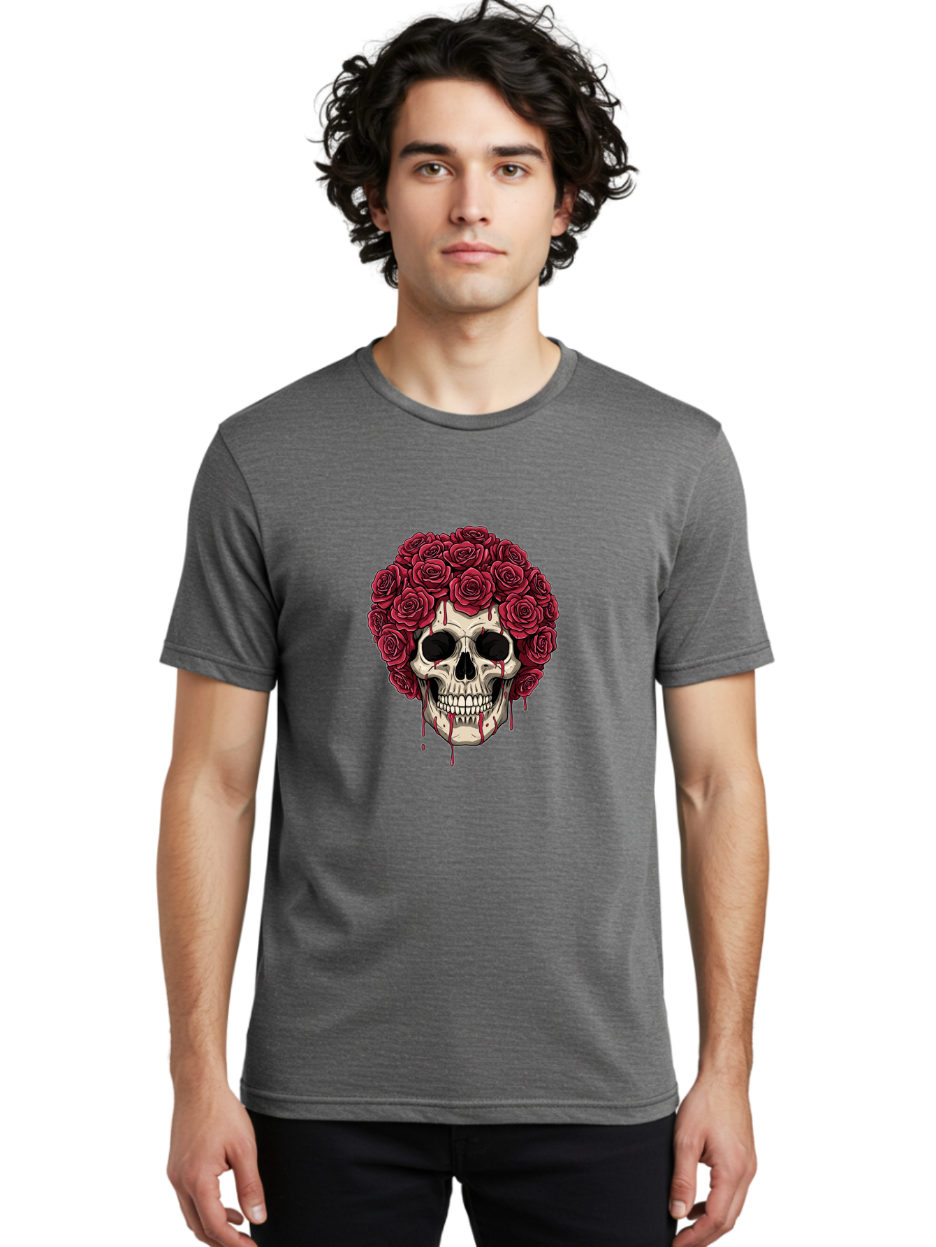 Skull-With-Roses-3 Men'S Graphic Tee, 100% Cotton, Comfortable Casual Summer Wear, Machine Washable, Vintage Camera, Old Camera, Antique Camera, Black Camera, Classic Photography, Photography Equipment, Nostalgic Device, Film Camera, Ban492