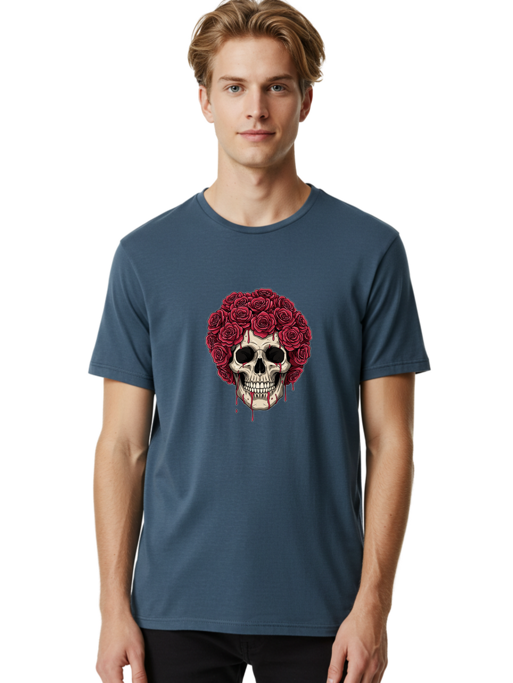 Skull-With-Roses-3 Men'S Graphic Tee, 100% Cotton, Comfortable Casual Summer Wear, Machine Washable, Vintage Camera, Old Camera, Antique Camera, Black Camera, Classic Photography, Photography Equipment, Nostalgic Device, Film Camera, Ban492