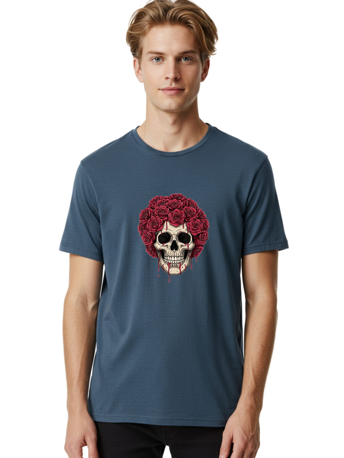 Skull-With-Roses-3 Men'S Graphic Tee, 100% Cotton, Comfortable Casual Summer Wear, Machine Washable, Vintage Camera, Old Camera, Antique Camera, Black Camera, Classic Photography, Photography Equipment, Nostalgic Device, Film Camera, Ban492