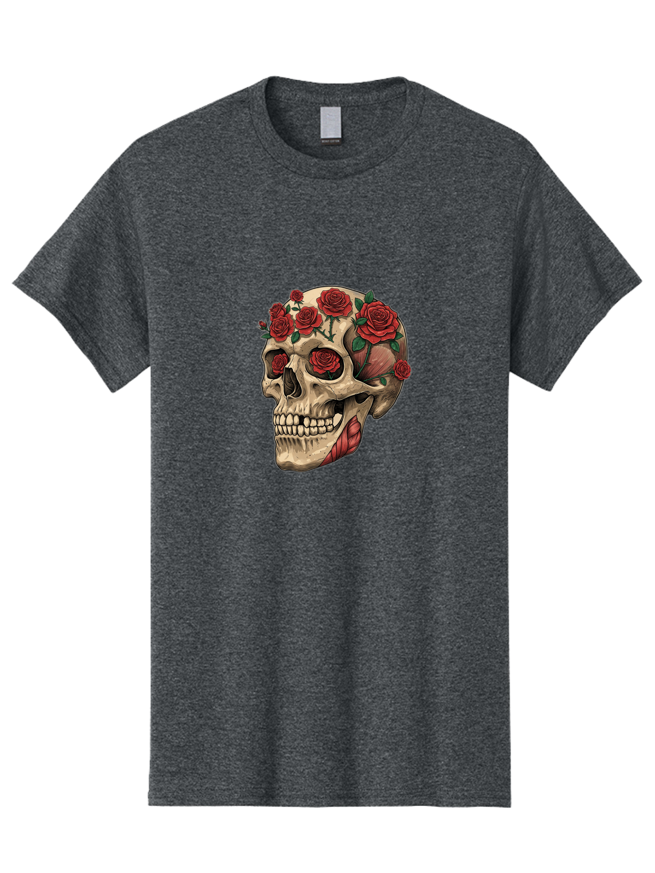 Skull-With-Roses-4 Men'S Graphic Tee, 100% Cotton, Comfortable Casual Summer Wear, Machine Washable, Vintage Camera, Old Camera, Antique Camera, Black Camera, Classic Photography, Photography Equipment, Nostalgic Device, Film Camera, Ban493