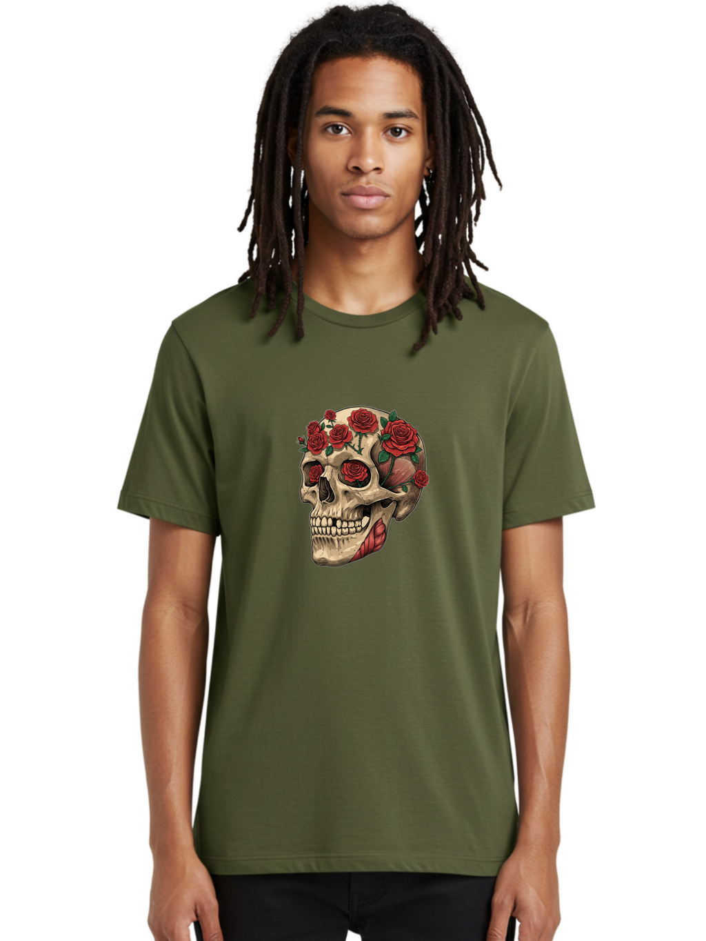 Skull-With-Roses-4 Men'S Graphic Tee, 100% Cotton, Comfortable Casual Summer Wear, Machine Washable, Vintage Camera, Old Camera, Antique Camera, Black Camera, Classic Photography, Photography Equipment, Nostalgic Device, Film Camera, Ban493