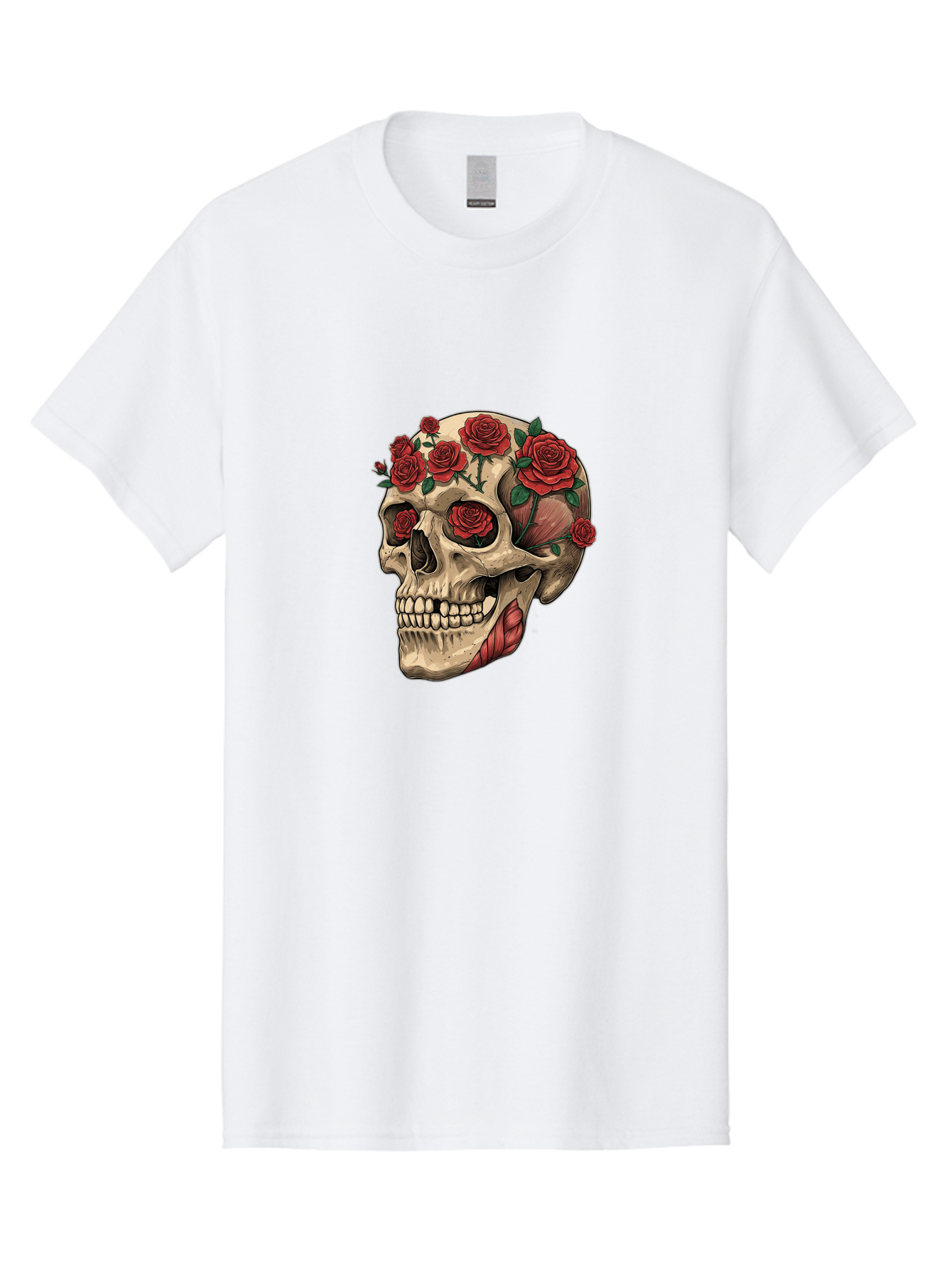 Skull-With-Roses-4 Men'S Graphic Tee, 100% Cotton, Comfortable Casual Summer Wear, Machine Washable, Vintage Camera, Old Camera, Antique Camera, Black Camera, Classic Photography, Photography Equipment, Nostalgic Device, Film Camera, Ban493