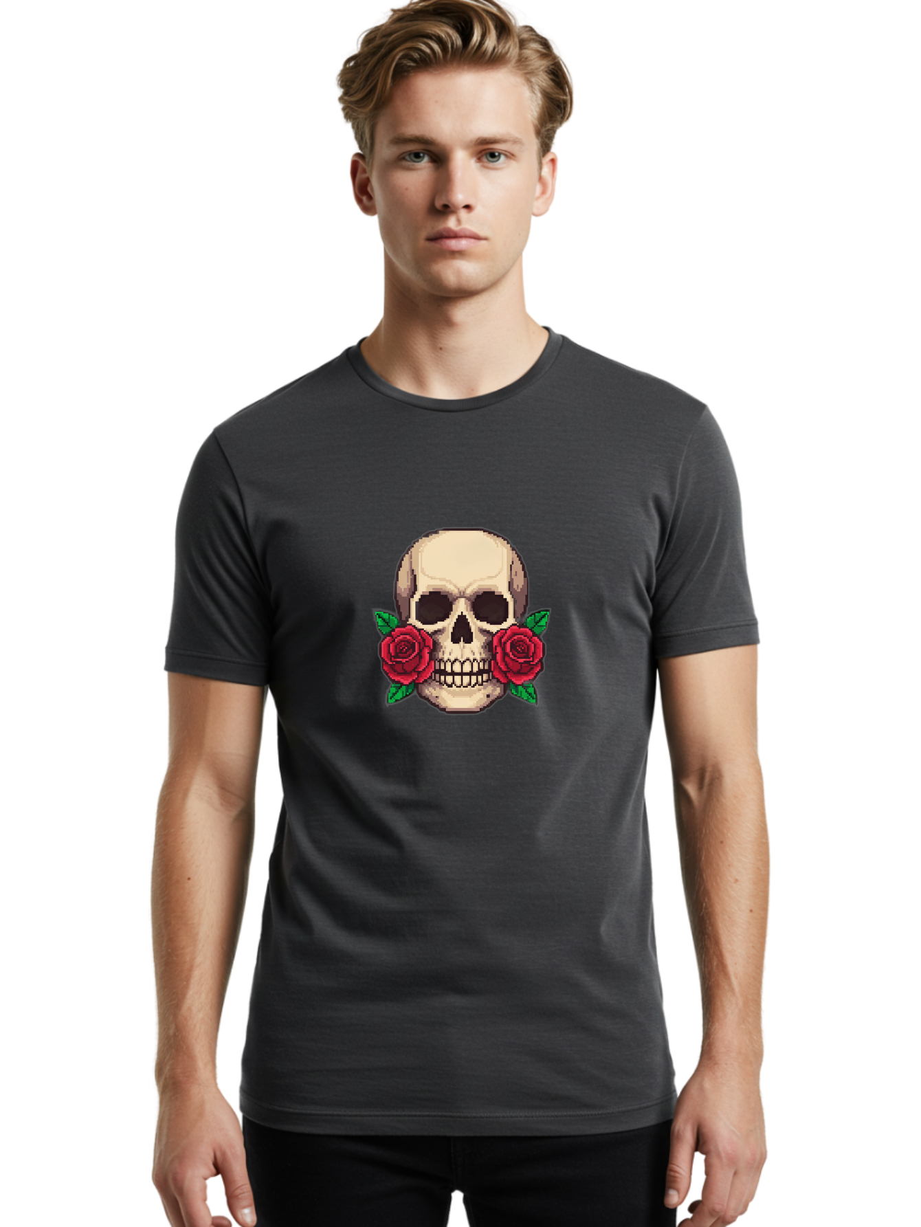 Skull-With-Roses-5 Men'S Graphic Tee, 100% Cotton, Comfortable Casual Summer Wear, Machine Washable, Vintage Camera, Old Camera, Antique Camera, Black Camera, Classic Photography, Photography Equipment, Nostalgic Device, Film Camera, Ban494