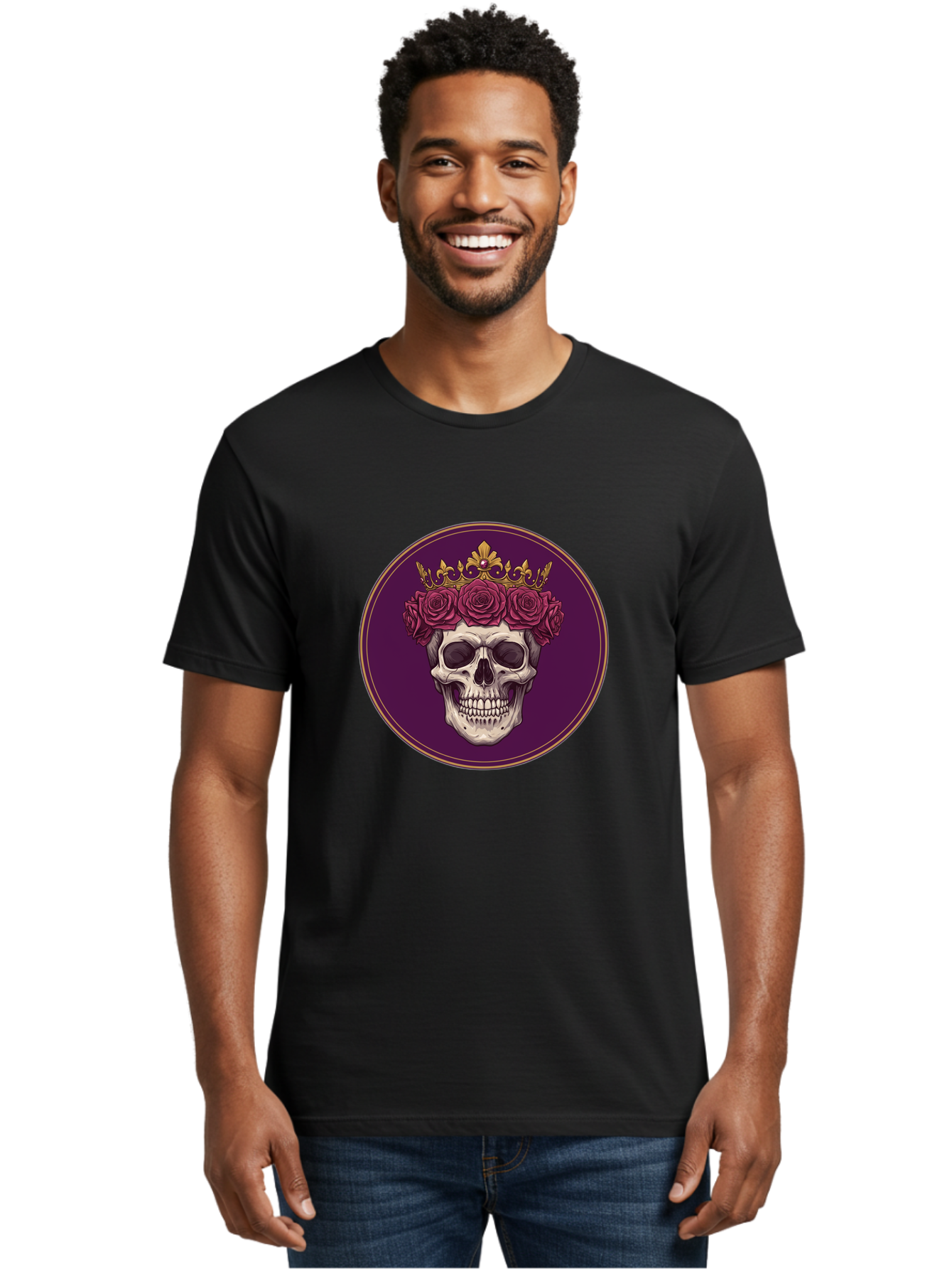Skull-With-Roses-And-Crown Men'S Graphic Tee, 100% Cotton, Comfortable Casual Summer Wear, Machine Washable, Vintage Camera, Old Camera, Antique Camera, Black Camera, Classic Photography, Photography Equipment, Nostalgic Device, Film Camera, Ban495