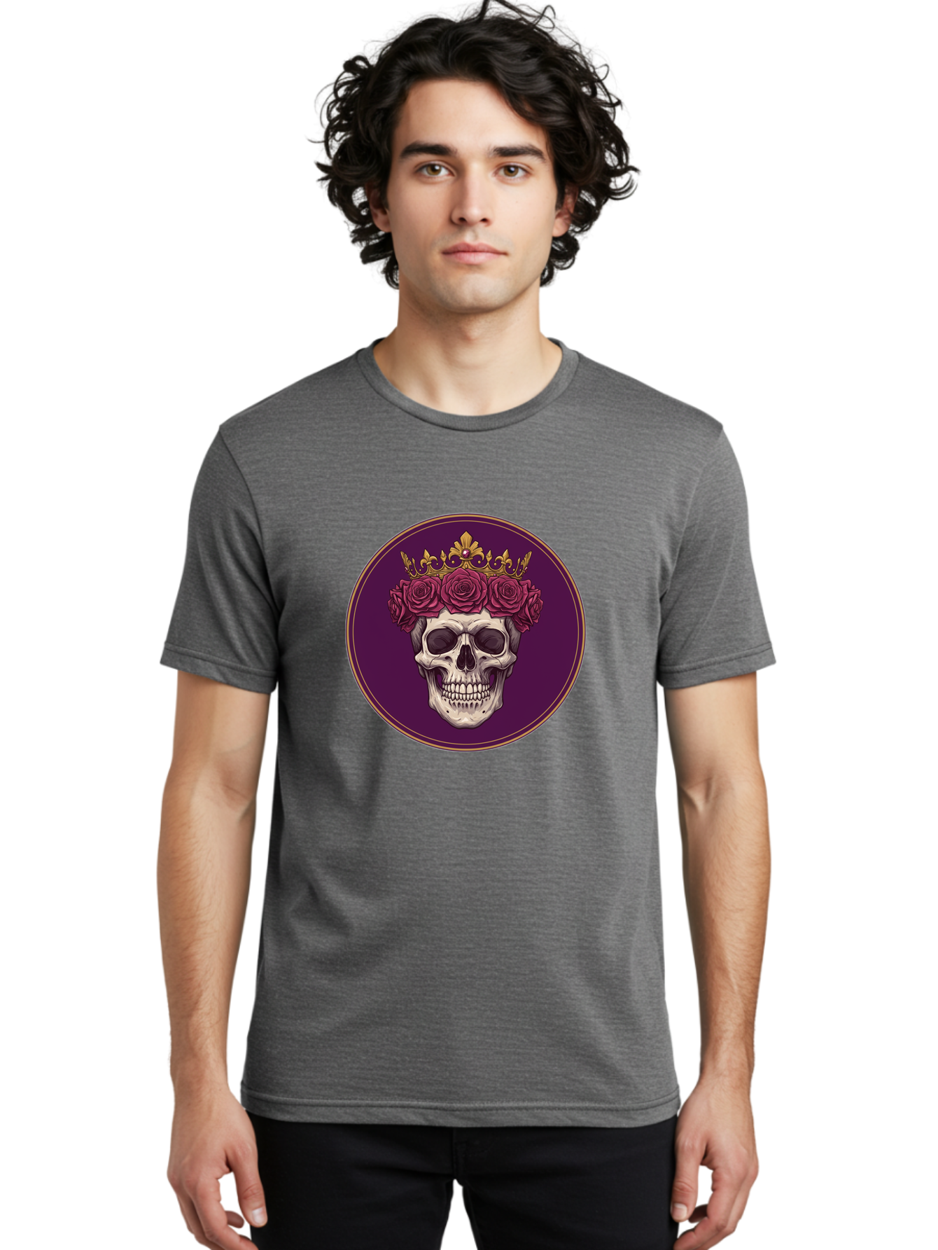 Skull-With-Roses-And-Crown Men'S Graphic Tee, 100% Cotton, Comfortable Casual Summer Wear, Machine Washable, Vintage Camera, Old Camera, Antique Camera, Black Camera, Classic Photography, Photography Equipment, Nostalgic Device, Film Camera, Ban495