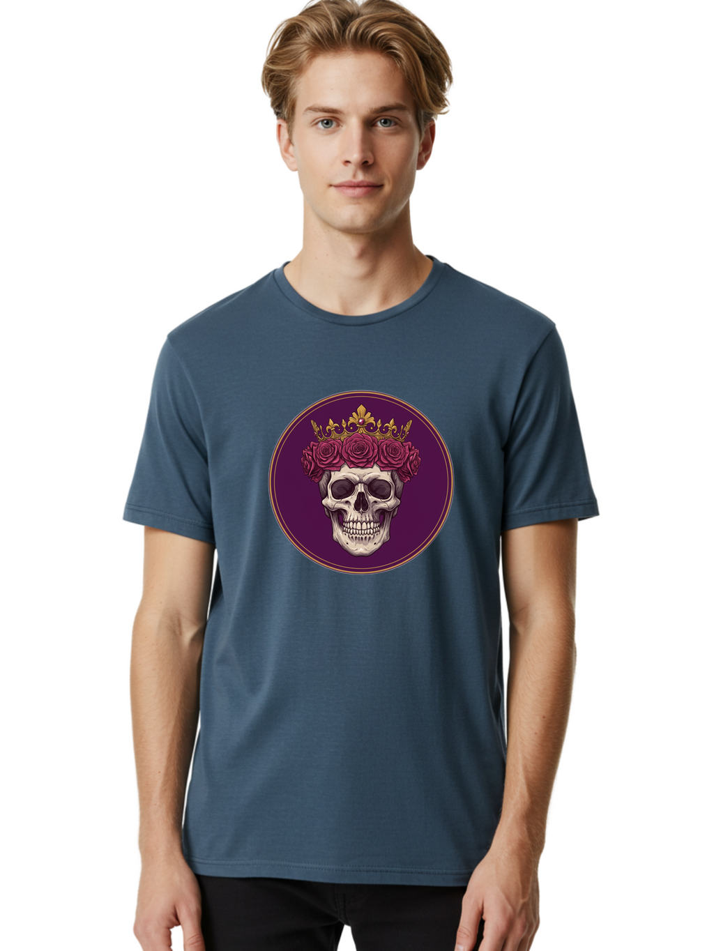 Skull-With-Roses-And-Crown Men'S Graphic Tee, 100% Cotton, Comfortable Casual Summer Wear, Machine Washable, Vintage Camera, Old Camera, Antique Camera, Black Camera, Classic Photography, Photography Equipment, Nostalgic Device, Film Camera, Ban495