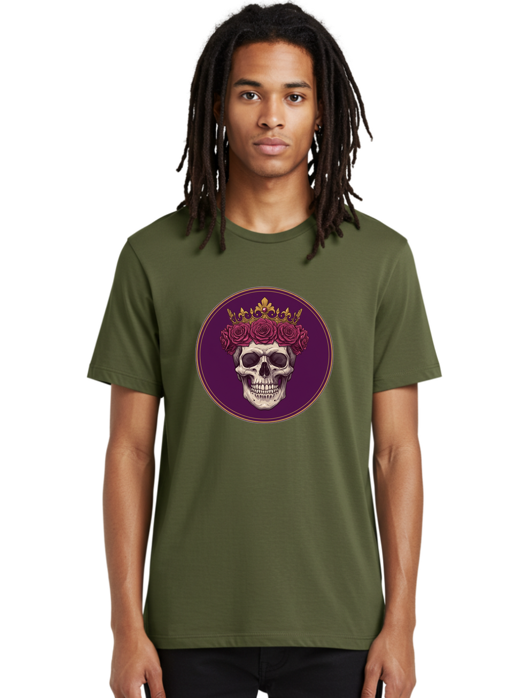 Skull-With-Roses-And-Crown Men'S Graphic Tee, 100% Cotton, Comfortable Casual Summer Wear, Machine Washable, Vintage Camera, Old Camera, Antique Camera, Black Camera, Classic Photography, Photography Equipment, Nostalgic Device, Film Camera, Ban495