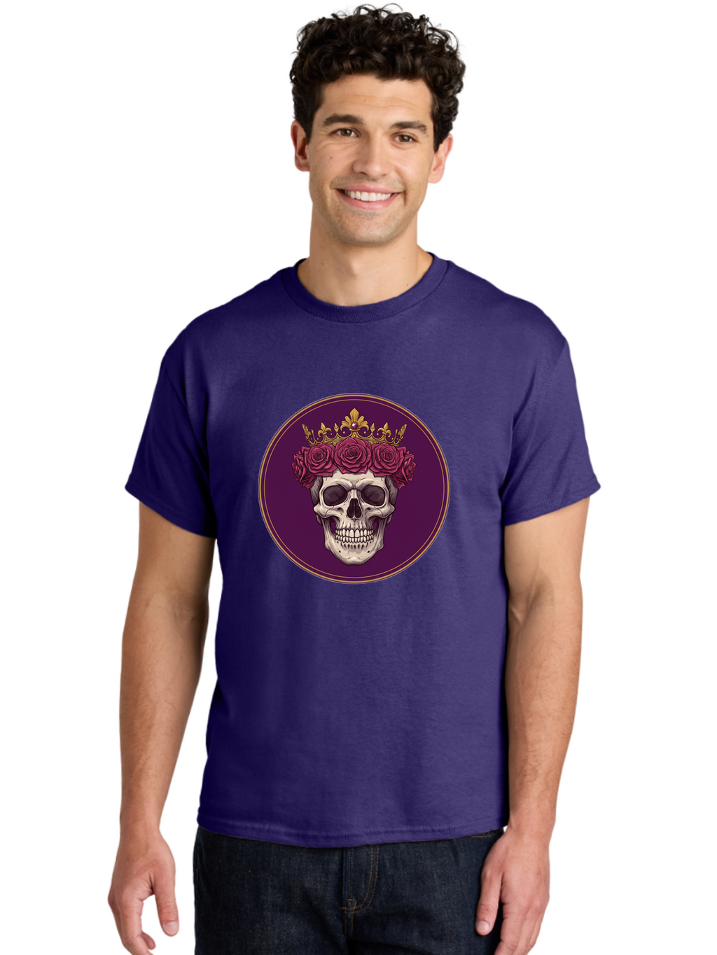 Skull-With-Roses-And-Crown Men'S Graphic Tee, 100% Cotton, Comfortable Casual Summer Wear, Machine Washable, Vintage Camera, Old Camera, Antique Camera, Black Camera, Classic Photography, Photography Equipment, Nostalgic Device, Film Camera, Ban495